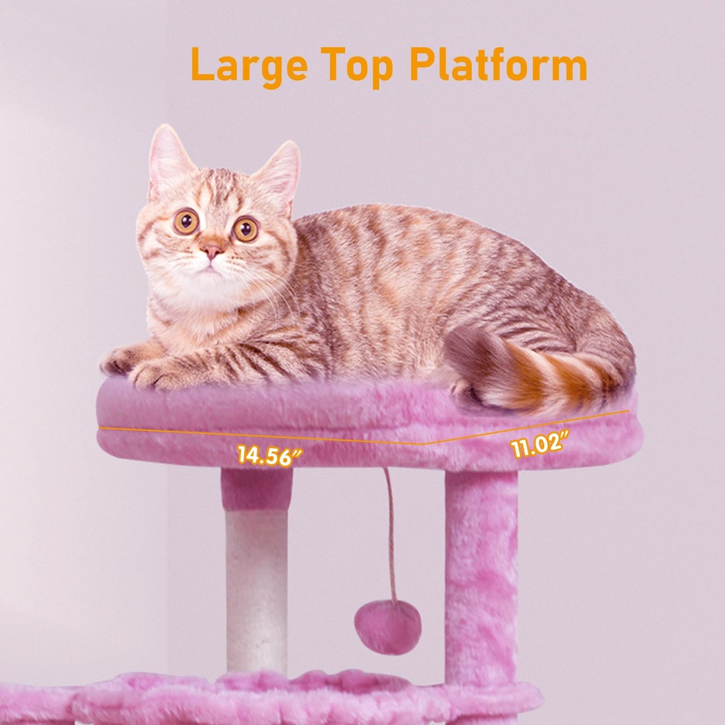 Cat Tree Cat Tower Condo with Sisal Scratching Post for Indoor Cats Cat Tree Cat Furniture with Hammock Perch and Kitten Ball Toys, Multi-Level Pet Activity Center Pink