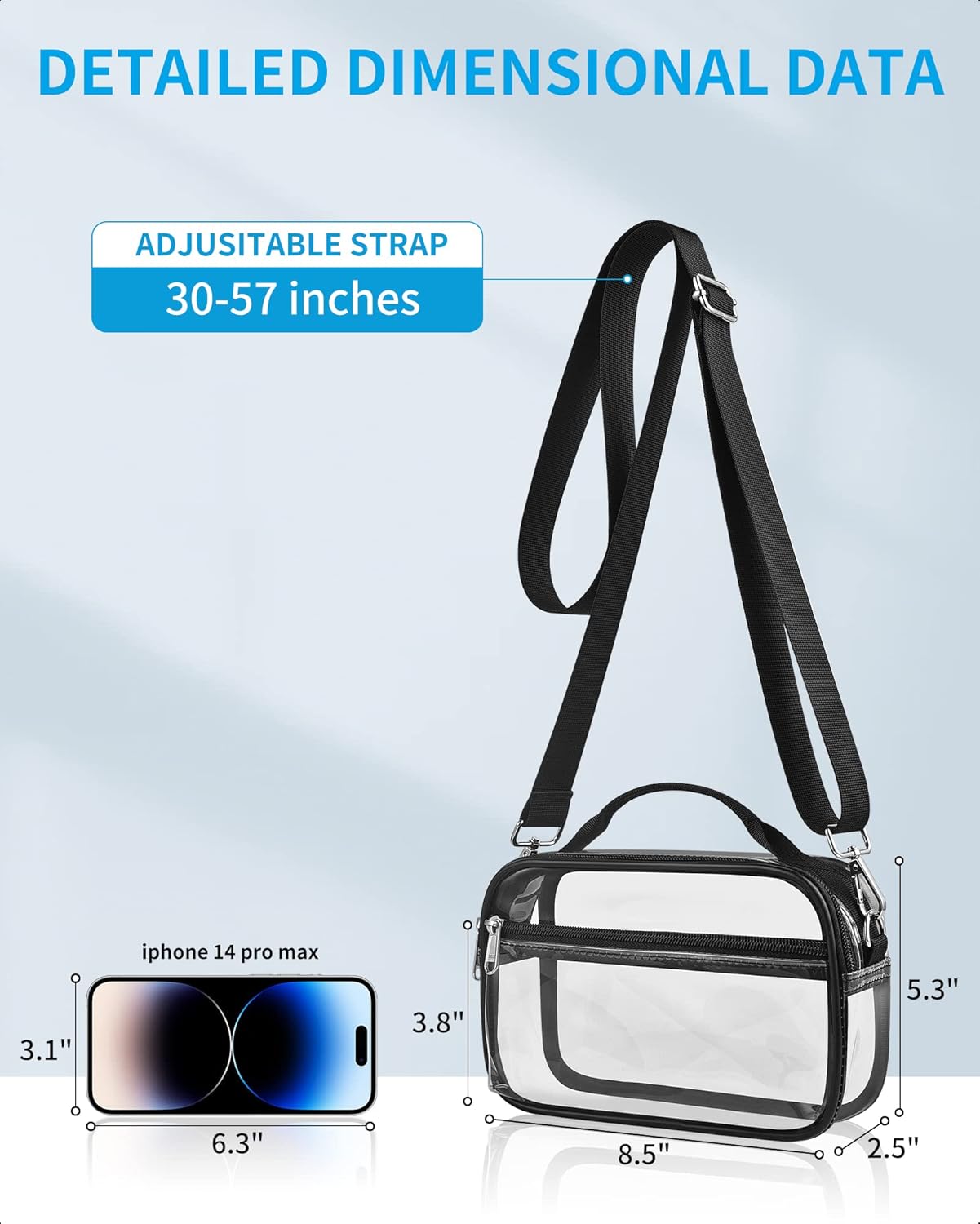 Clear Bag for Stadium Events, Clear Crossbody Purse Bag, Clear Concert Bag for Festivals Concerts Sports Events