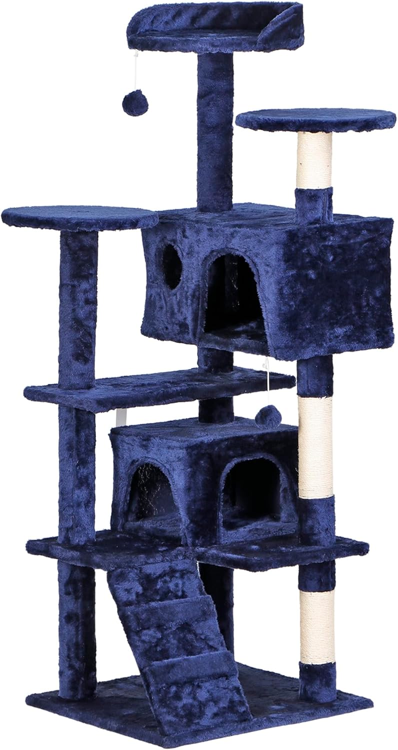 Cat Tree 54 Inch Cat Tower Condo Cat House for Indoor Cats，Multifunctional Activity Center w/Cat Scratching Posts Stand Funny Toys for Kittens Pet Play House