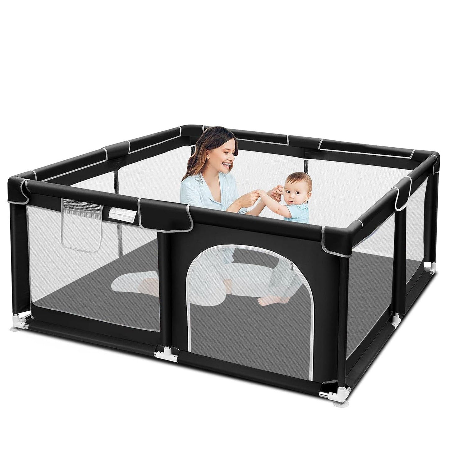 Baby Playpen, Play Pen for Kids Activity Center, Large Baby Playard for Indoor and Outdoor, Sturdy Safety Baby Fence with Soft Breathable Mesh for Toddler