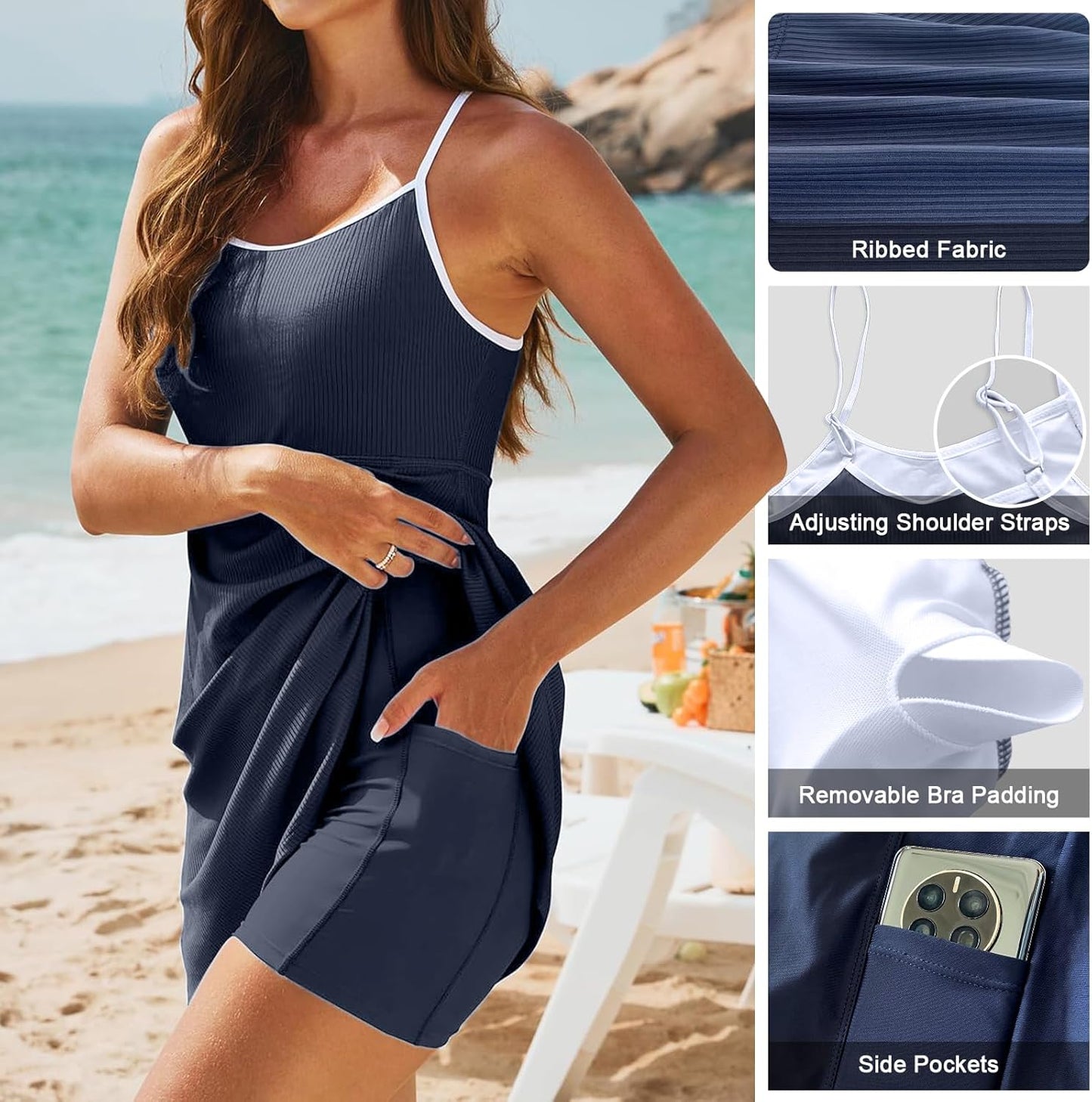 One Piece Swimsuit for Women Tummy Control Bathing Suits Women's Swim Dress Skirt Swimwear