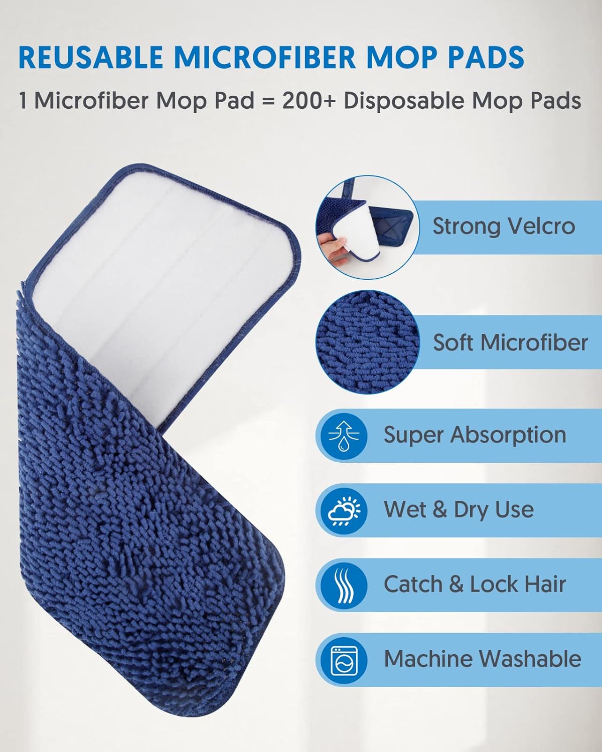 Microfiber Mops for Floor Cleaning - Flat Floor Mop Wet Dry Dust Mop for Hardwood Floors Laminate Wood Tile Vinyl Wall Hard Surface, Bathroom Kitchen Mop with 4 Reusable Washable Chenille Pads