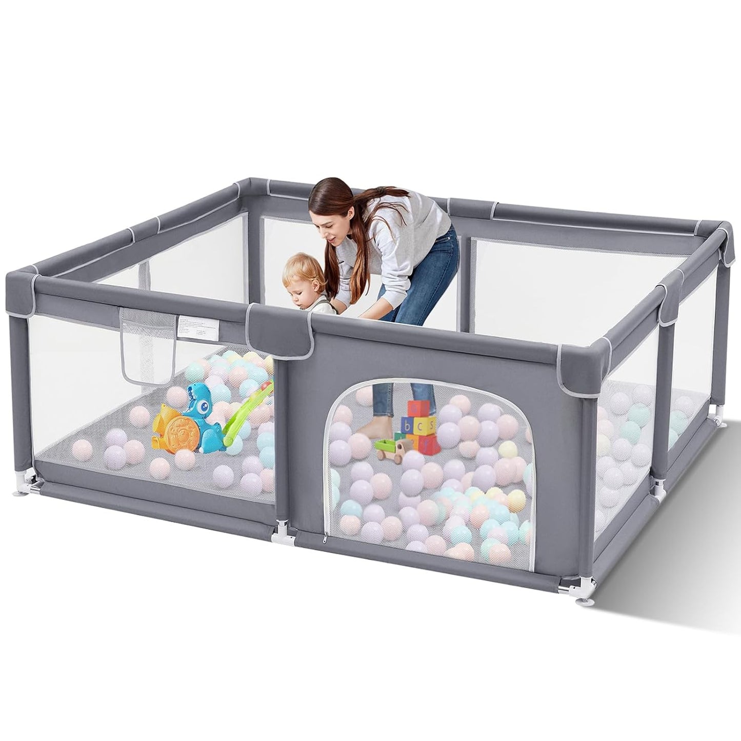 Baby Playpen, Play Pen for Kids Activity Center, Large Baby Playard for Indoor and Outdoor, Sturdy Safety Baby Fence with Soft Breathable Mesh for Toddler