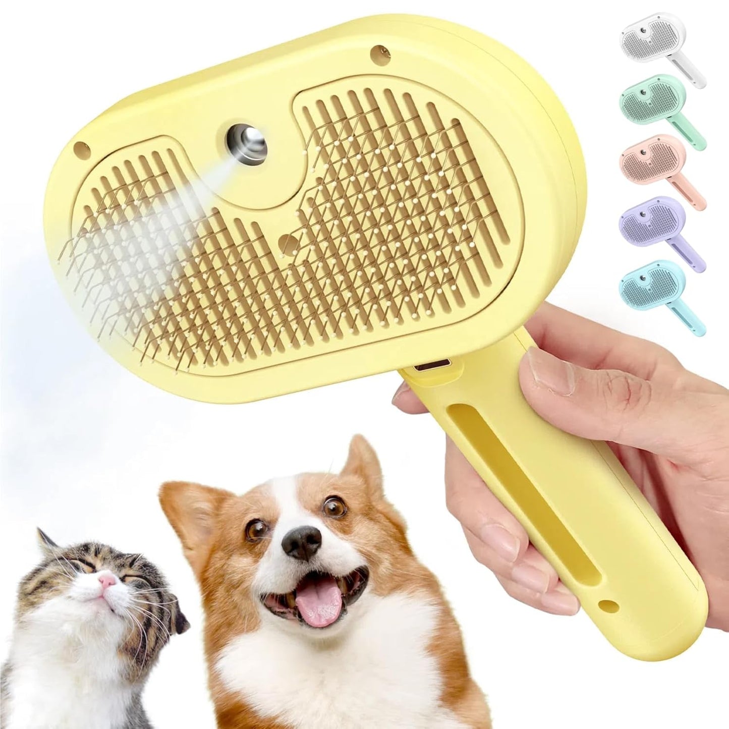 3-in-1 Self-Cleaning Pet Brush for Shedding - Removes Static and Loose Hair from Dogs and Cats