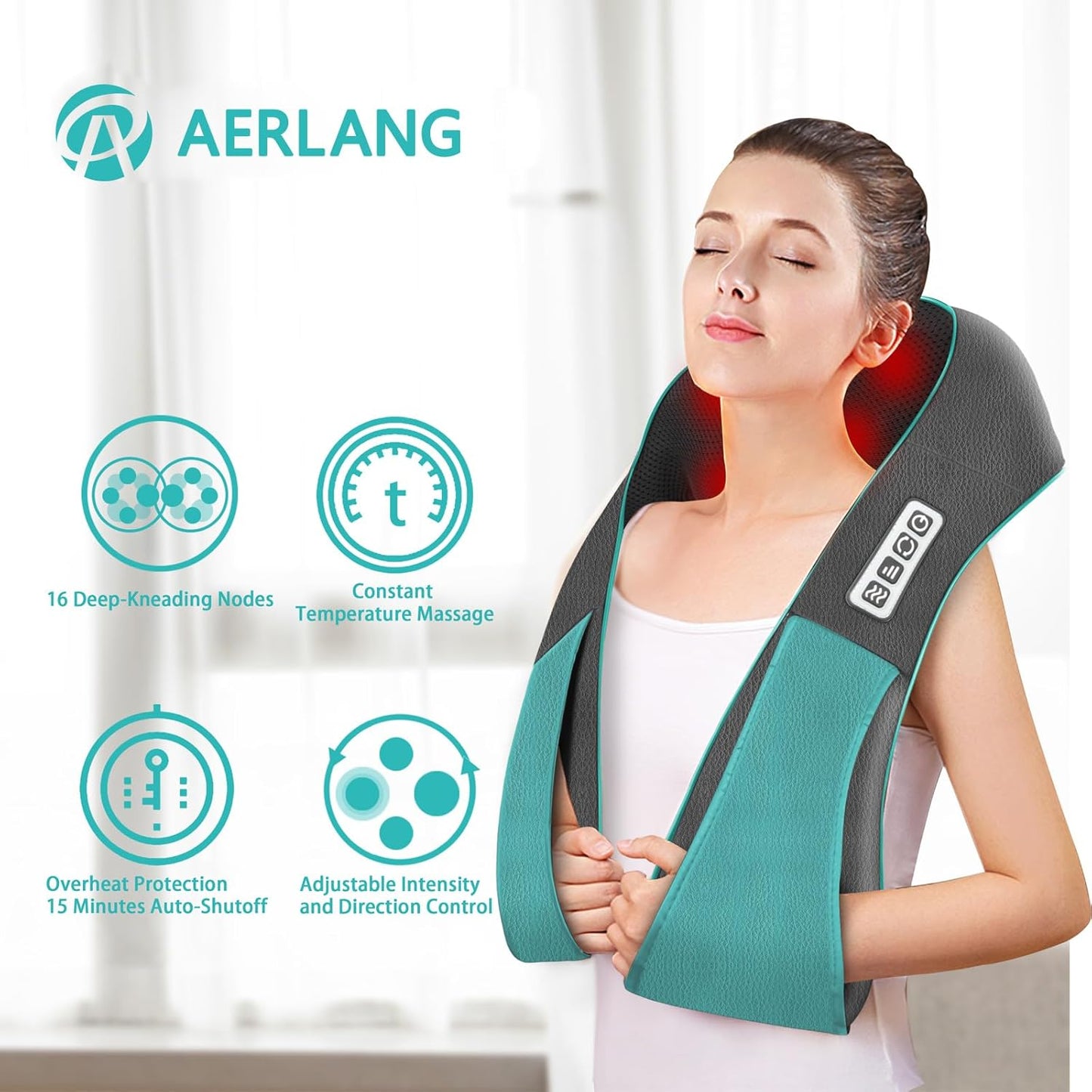 Shiatsu Back and Neck Massager, Back Massager Deep Tissue Kneading Massager Neck and Shoulder Massager with Heat, Electric 4D Massage Pillow Fathers Day Dad Gifts from Daughter(NOT Cordless)