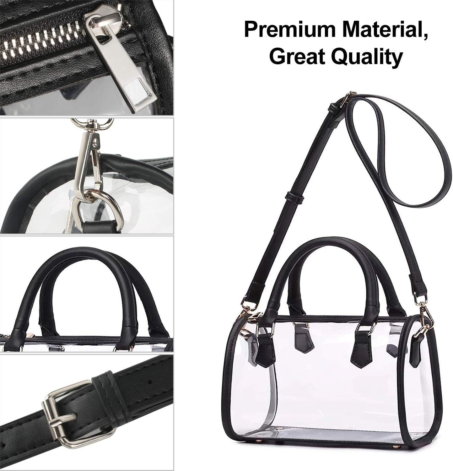 Womens Transparent Clutch Clear Purse Crossbody Shoulder with Removable Shoulder Strap Stadium Approved Bags