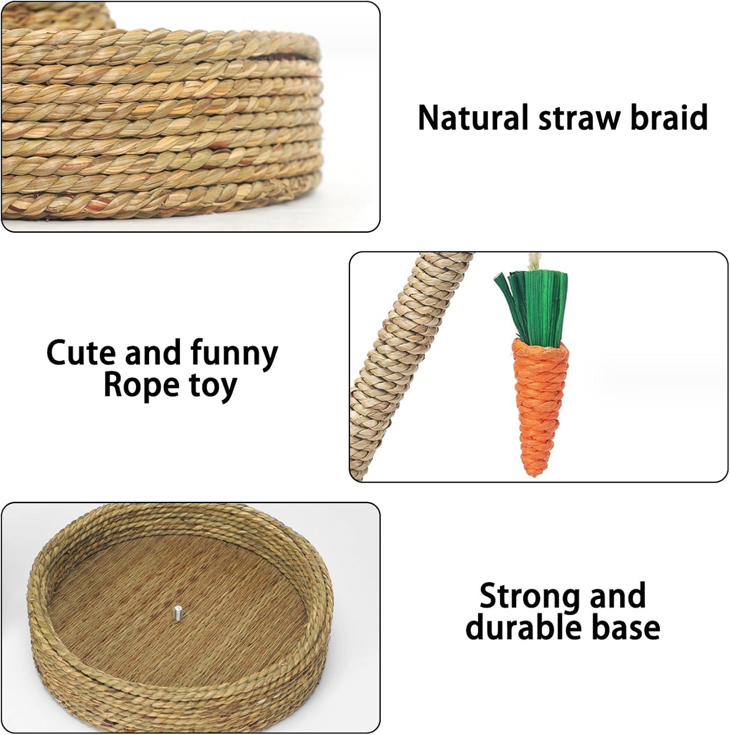 Bunny Chew Toys Rabbit Rattan Grass Scratcher Climbing Tree Fun Tree Carrot Play Toys for Small Animal Guinea Pig Tooth Cleaning