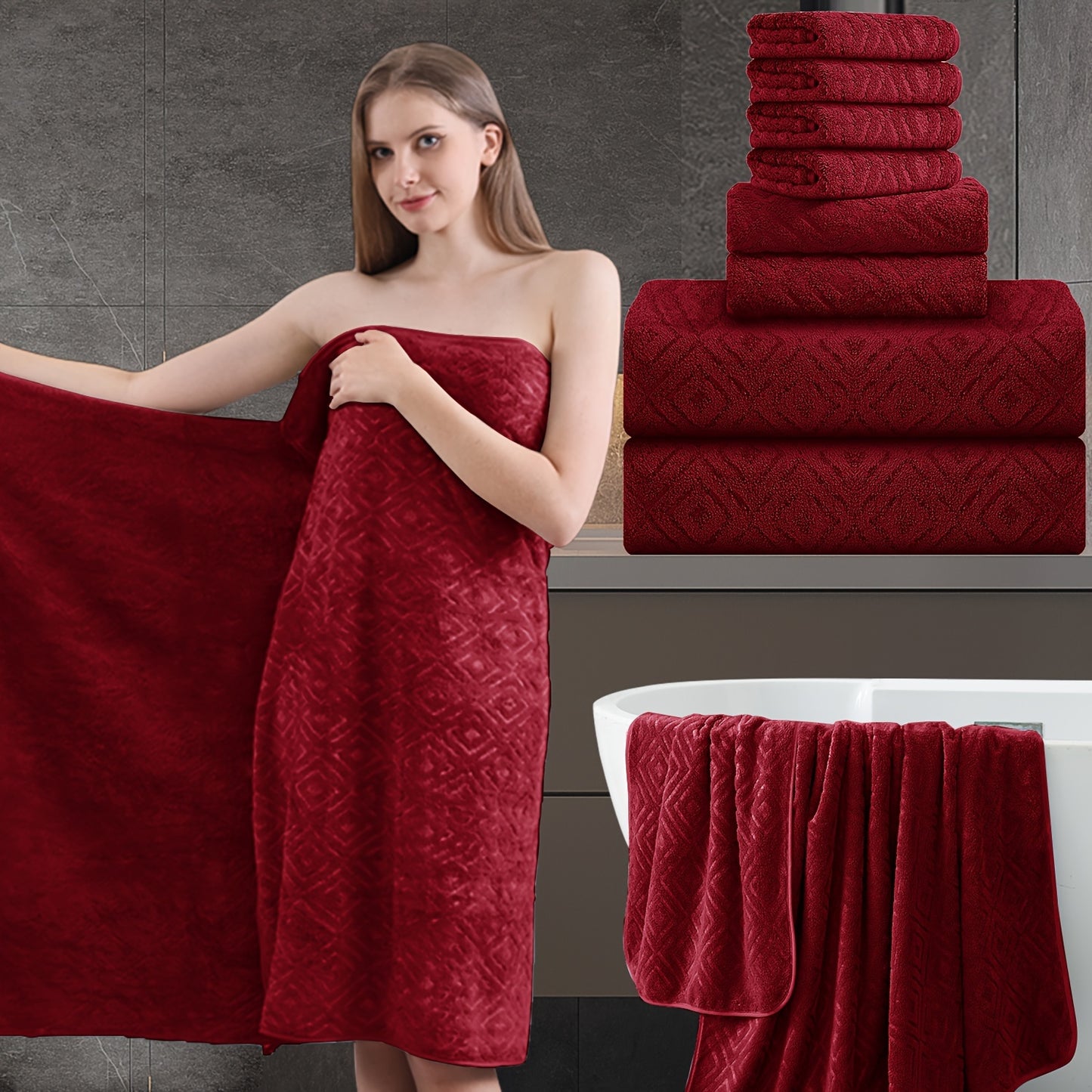 8 Piece Extra Large Bath Towel, Ultra-Soft Thick Bath Towel Highly Absorbent Quick Dry Towel 750GSM Includes 2 Oversized Bath Towels & 2 Hand Towels & 4 Towels for Bathroom Hotels Gym