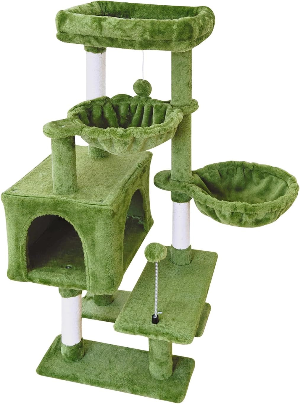 Cat Tree Cat Tower Condo with Sisal Scratching Post for Indoor Cats Cat Tree Cat Furniture with Hammock Perch and Kitten Ball Toys, Multi-Level Pet Activity Center Pink