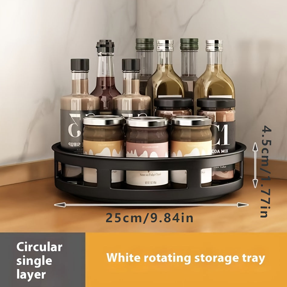 rotatable kitchen seasoning rack, metal turntable, rotatable spice and seasoning storage rack, kitchen seasoning jar organizer, kitchen accessories