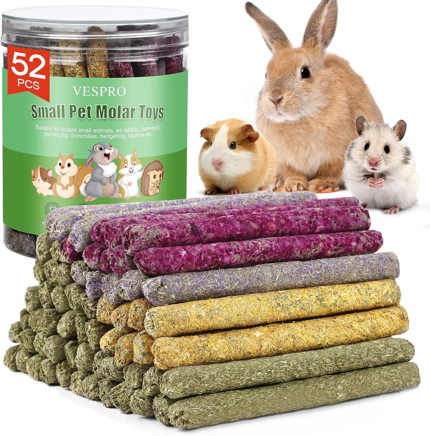 Bunny Toys,21PCS Rabbit Toys for Bunnies Rabbit Chew Toys for Teeth Guinea Pig Toys Natural Chew Treats Toys,Timothy Hay Sticks for Chinchillas Hamsters Rats,Small Animals Teeth Grinding