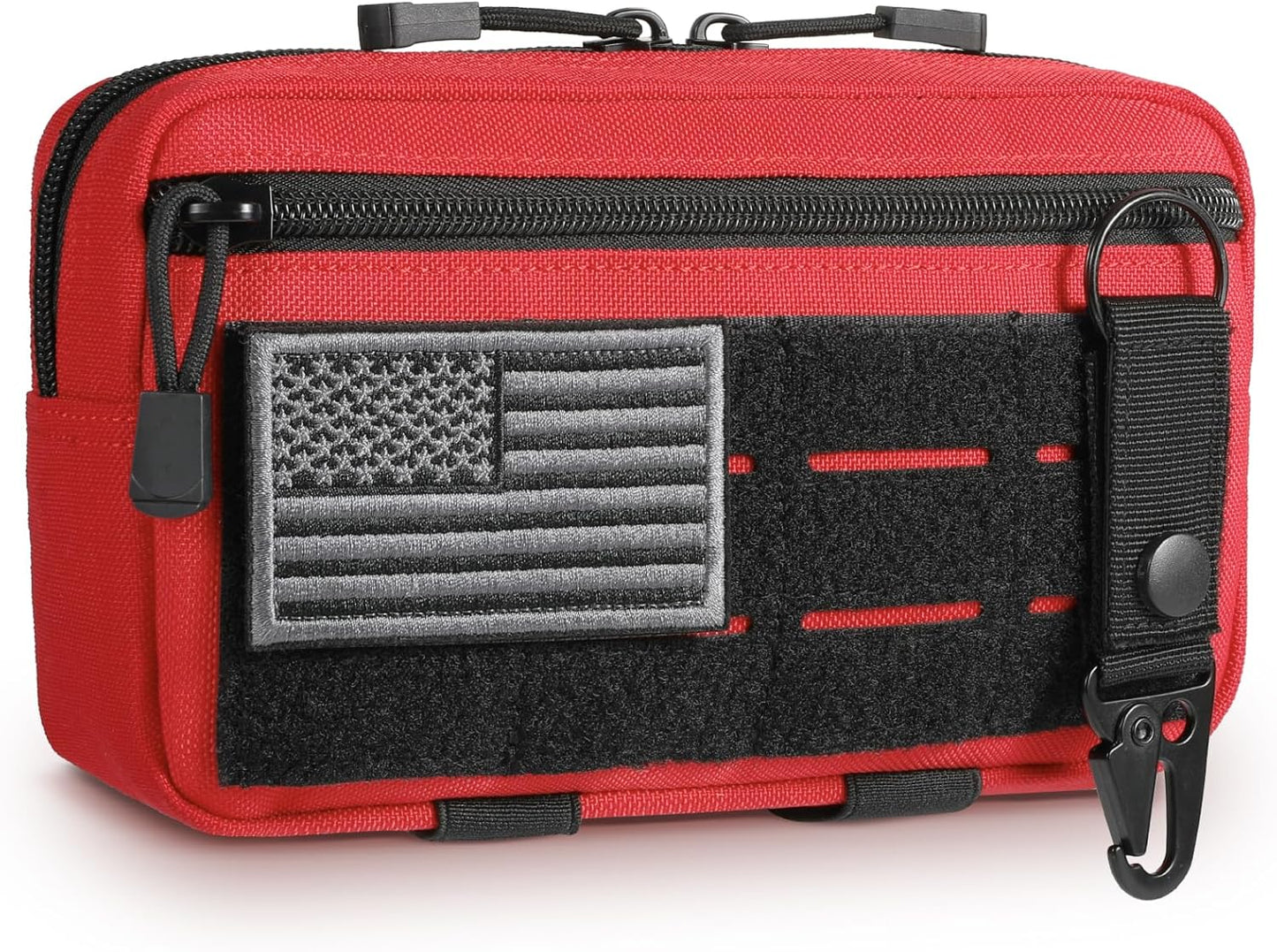 Tactical Molle Admin Pouch Utility Laser Cut EDC Tool Pouch Bag Horizontal Modular Pouches Include US Flag Patch and Keychain