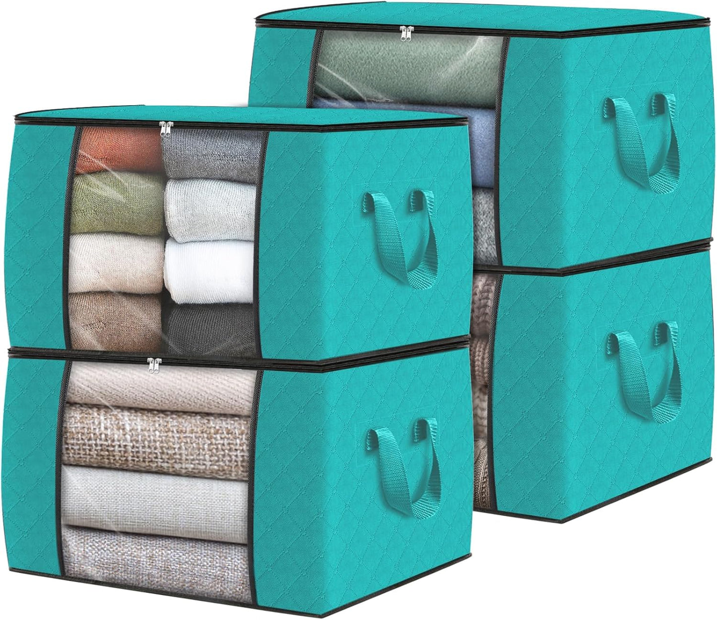 Clothes Storage, Foldable Thick Fabric Blanket Storage Bags, Storage Containers for Organizing Bedroom, Closet, Clothing, Comforter, Organization and Storage with Handle