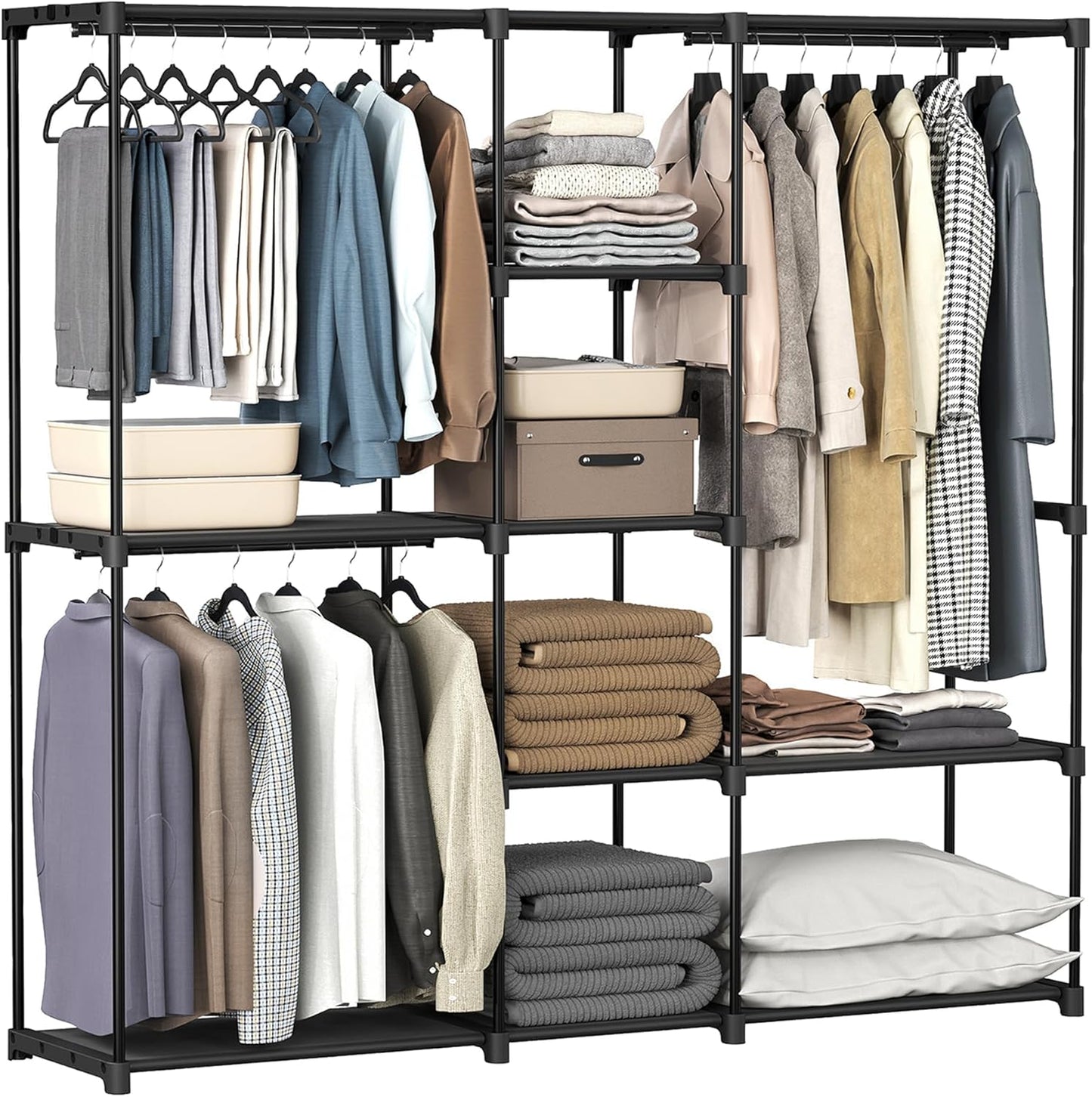 Portable Closet, Freestanding Closet Organizer, Clothes Rack with Shelves, Hanging Rods, Storage Organizer, for Cloakroom, Bedroom