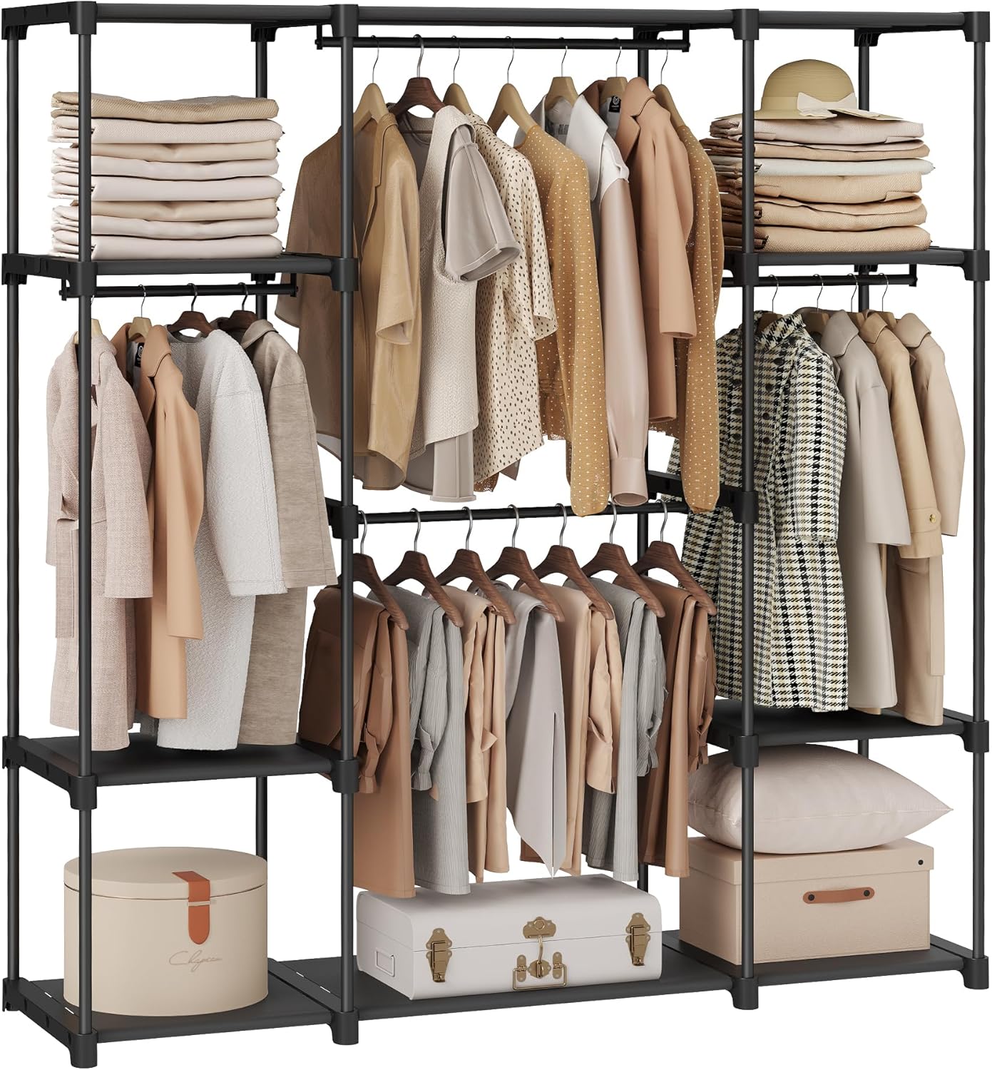 Portable Closet, Freestanding Closet Organizer, Clothes Rack with Shelves, Hanging Rods, Storage Organizer, for Cloakroom, Bedroom