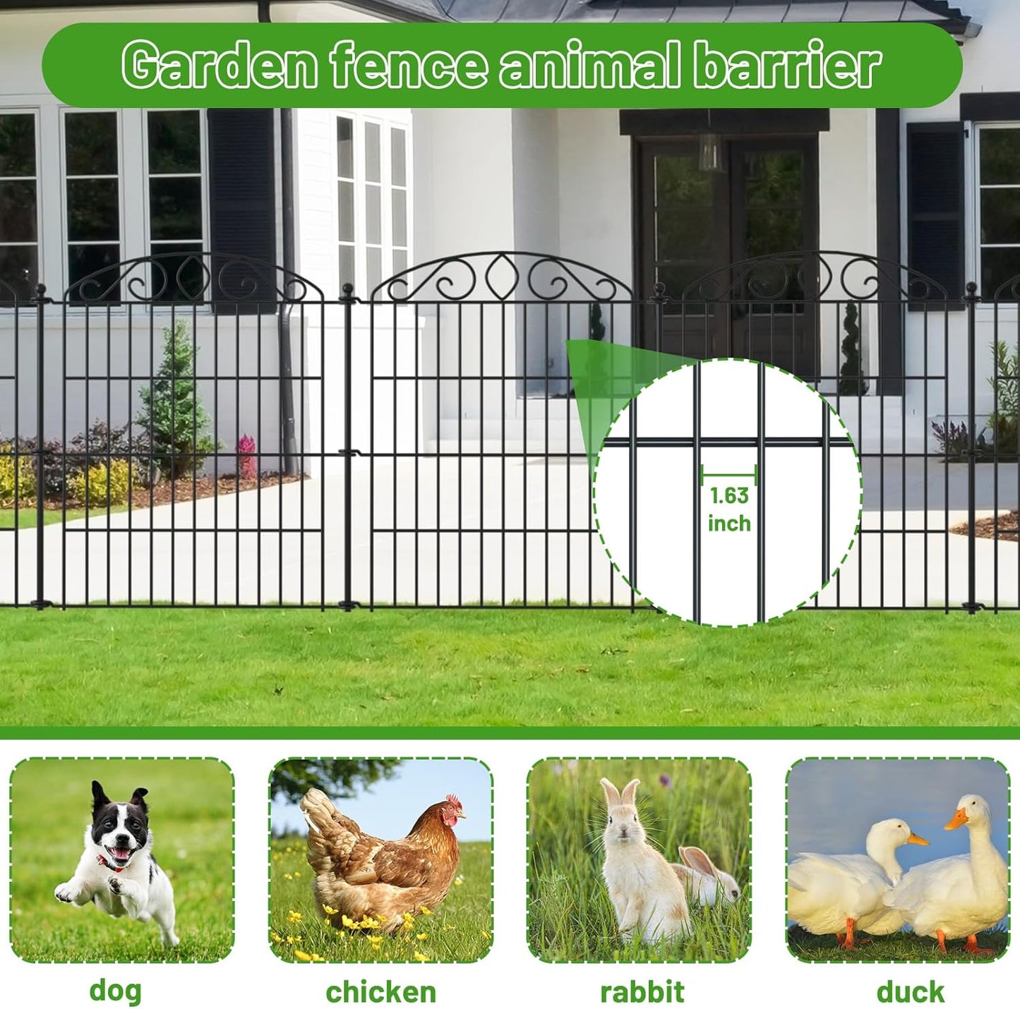 Decorative Animal Barrier Garden Fence 6 Pack with Lock - 30 in(H) x 11.8 ft(L) No Dig Decorative Fence Rustproof Metal Wire Panel Border, Rustproof Metal Wire Section Edging Fencing Panel