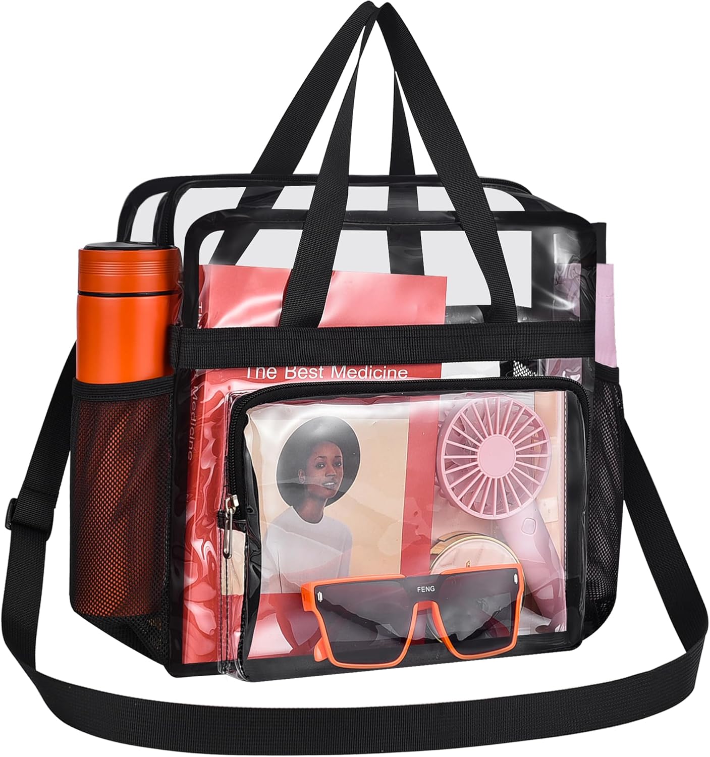 Bag Stadium Approved 12x6x12 Clear Tote Bag with Removable Strap Clear Lunch Bag for Work Sports Festival