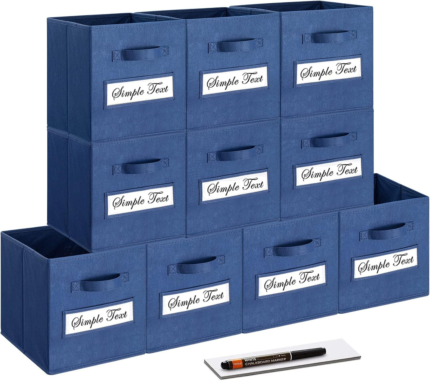 Set of 10 Storage Cubes,Foldable Fabric Cube Storage Bins with 10 Labels Window Cards & a Pen,Baskets Containers for Shelves,Closet Organizers Box for Home & Office