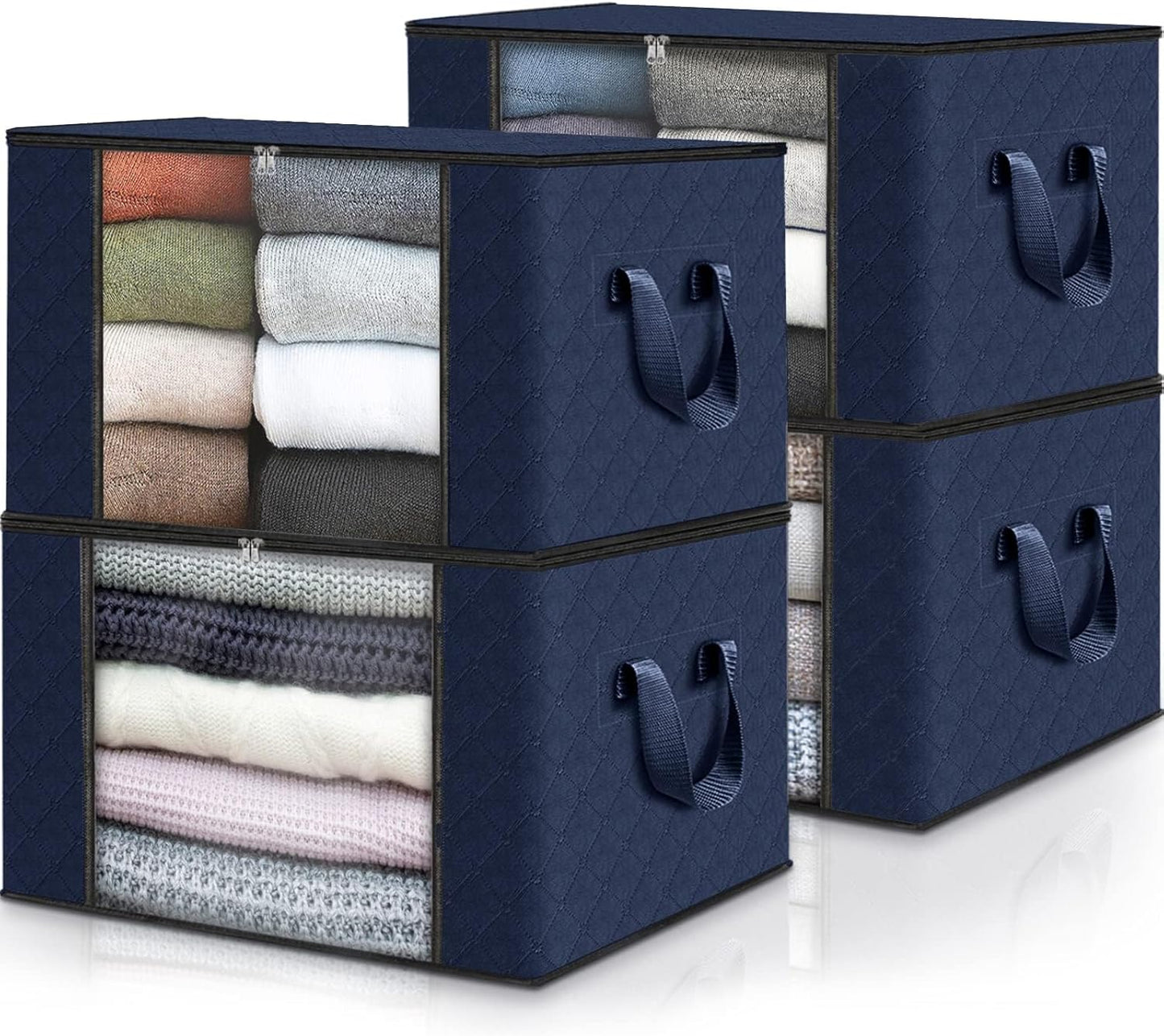 Clothes Storage, Foldable Thick Fabric Blanket Storage Bags, Storage Containers for Organizing Bedroom, Closet, Clothing, Comforter, Organization and Storage with Handle