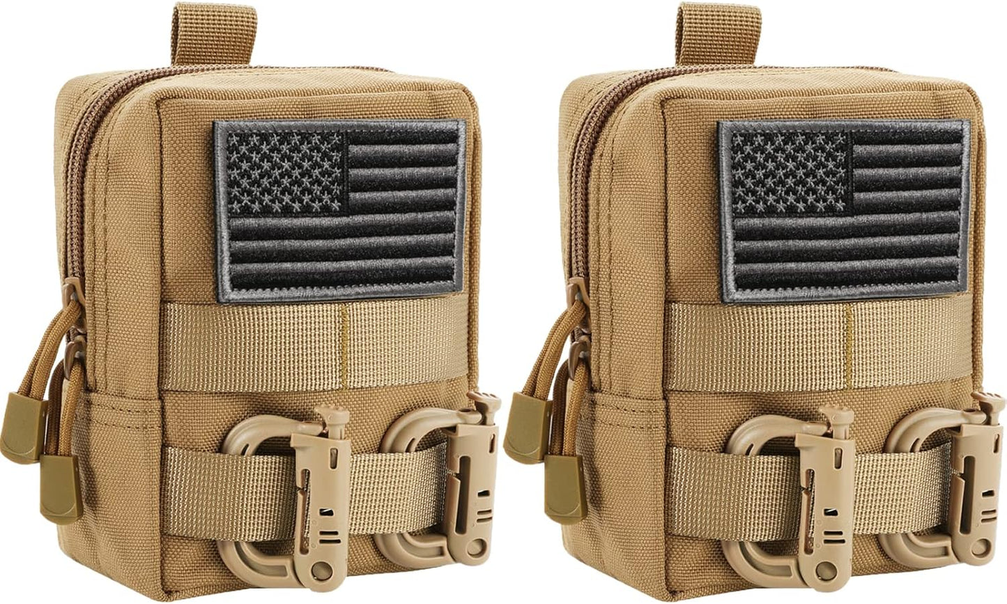 2 Pack Molle Pouches - Tactical Compact Water-Resistant EDC Pouch Bag Small Utility Pouch