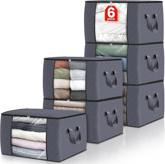 Clothes Storage, Foldable Thick Fabric Blanket Storage Bags, Storage Containers for Organizing Bedroom, Closet, Clothing, Comforter, Organization and Storage with Handle