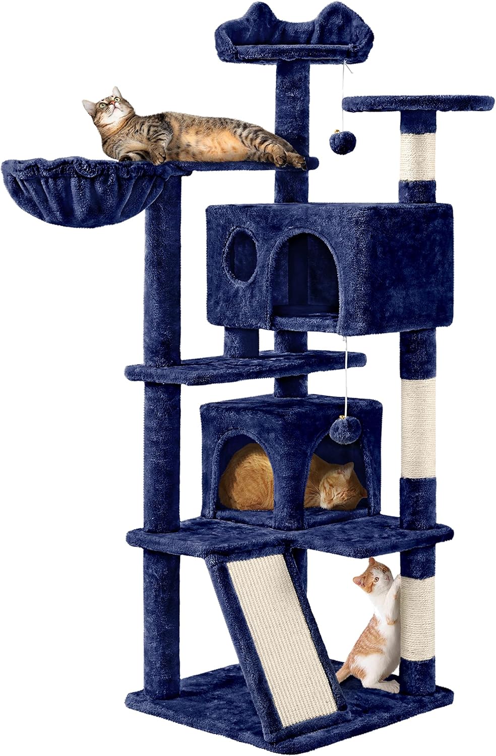 57 inches Multi-Level Cat Tree Cat Condo with Scratching Posts Kittens Activity Tower Pet Play House Furniture