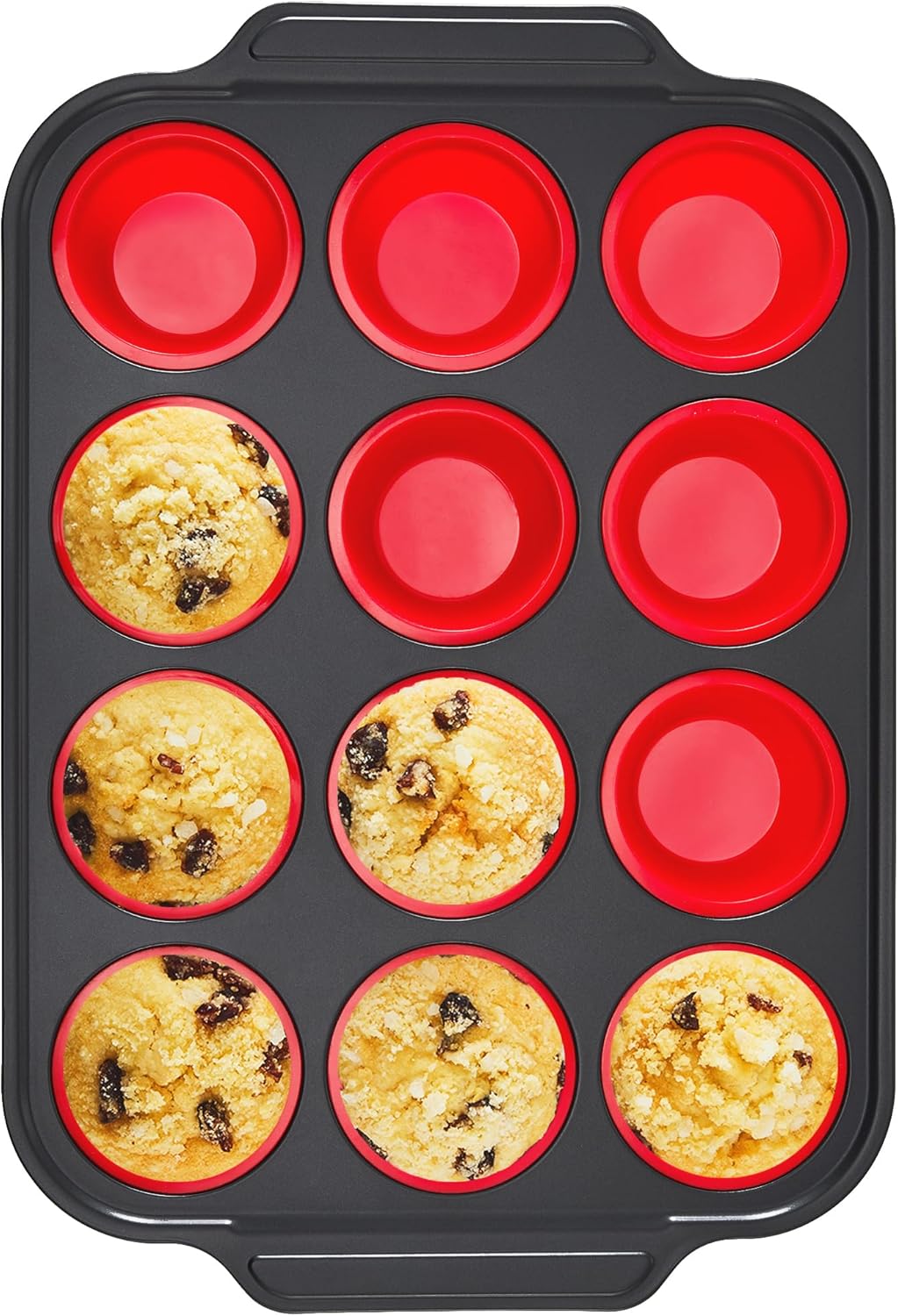 Silicone Muffin Pan with Metal Frame, Egg Bite Maker Silicone Molds for Baking, Cupcake Pans 12 Regular Size, Muffin Tins Easy to Pop Nonstick Non Toxic Bakeware for Oven