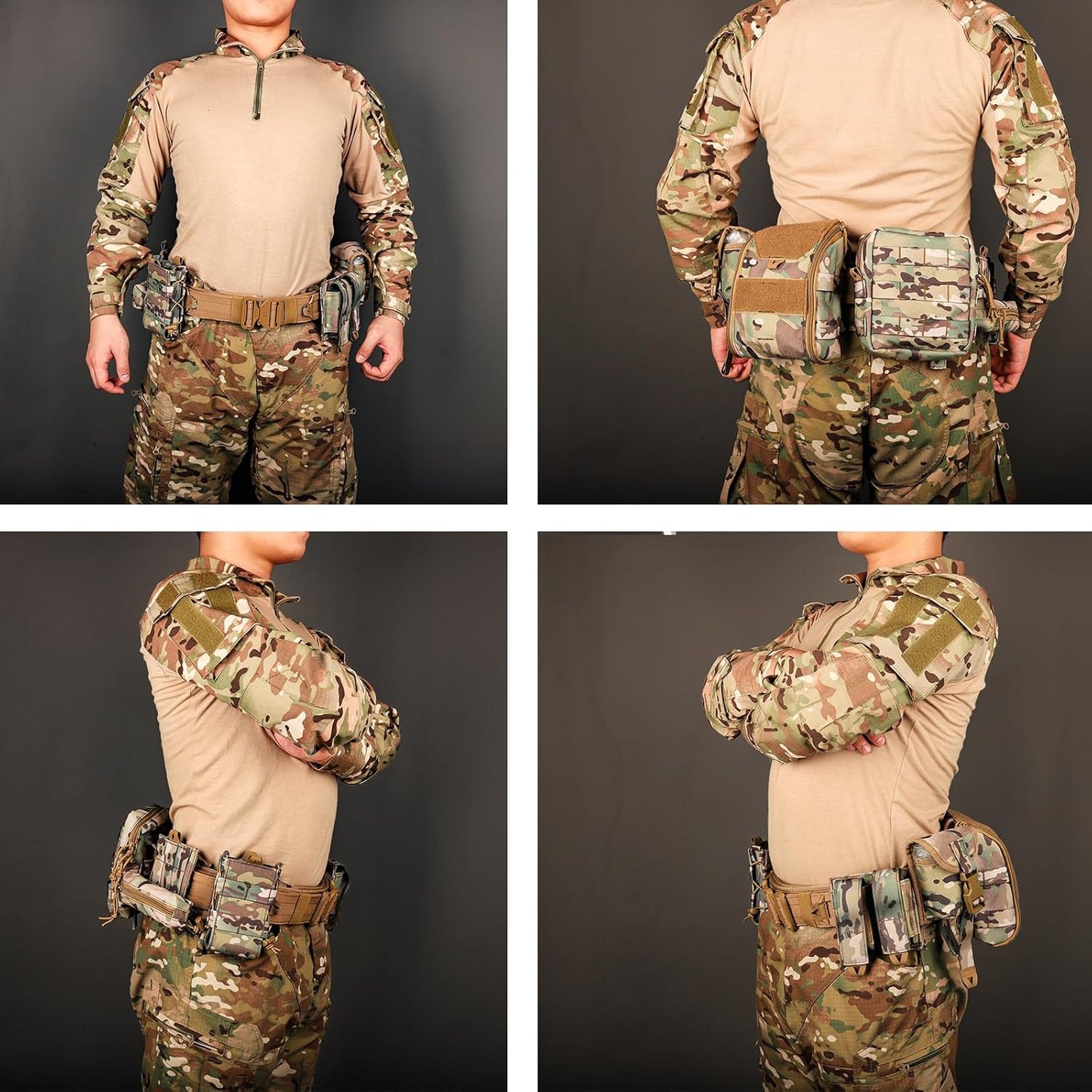 Molle Battle Belt with Accessories -Tactical Combat Belt Quick Release Rigger Airsoft Belt Heavy Duty Belts 8 pcs