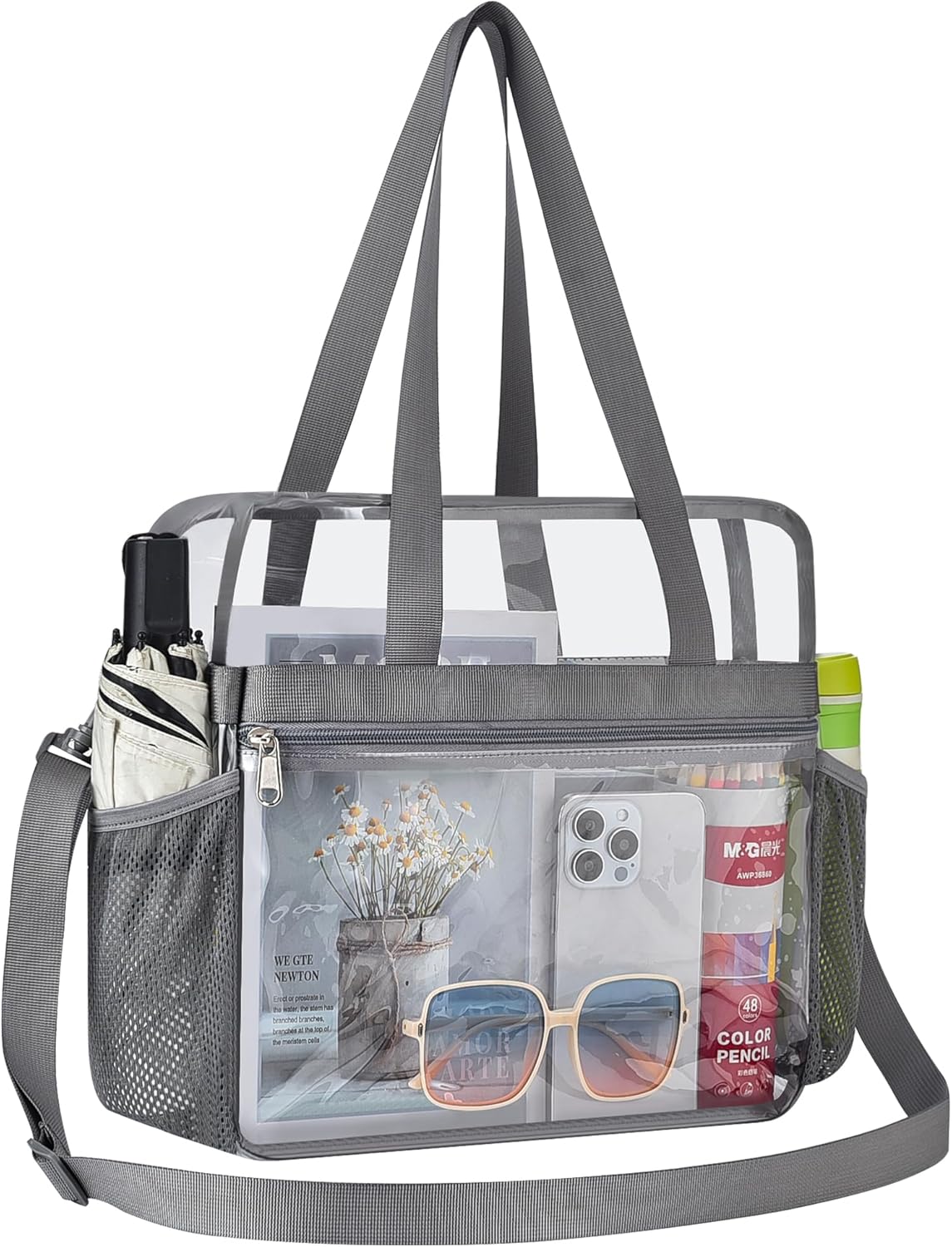 Bag Stadium Approved 12x6x12 Clear Tote Bag with Removable Strap Clear Lunch Bag for Work Sports Festival