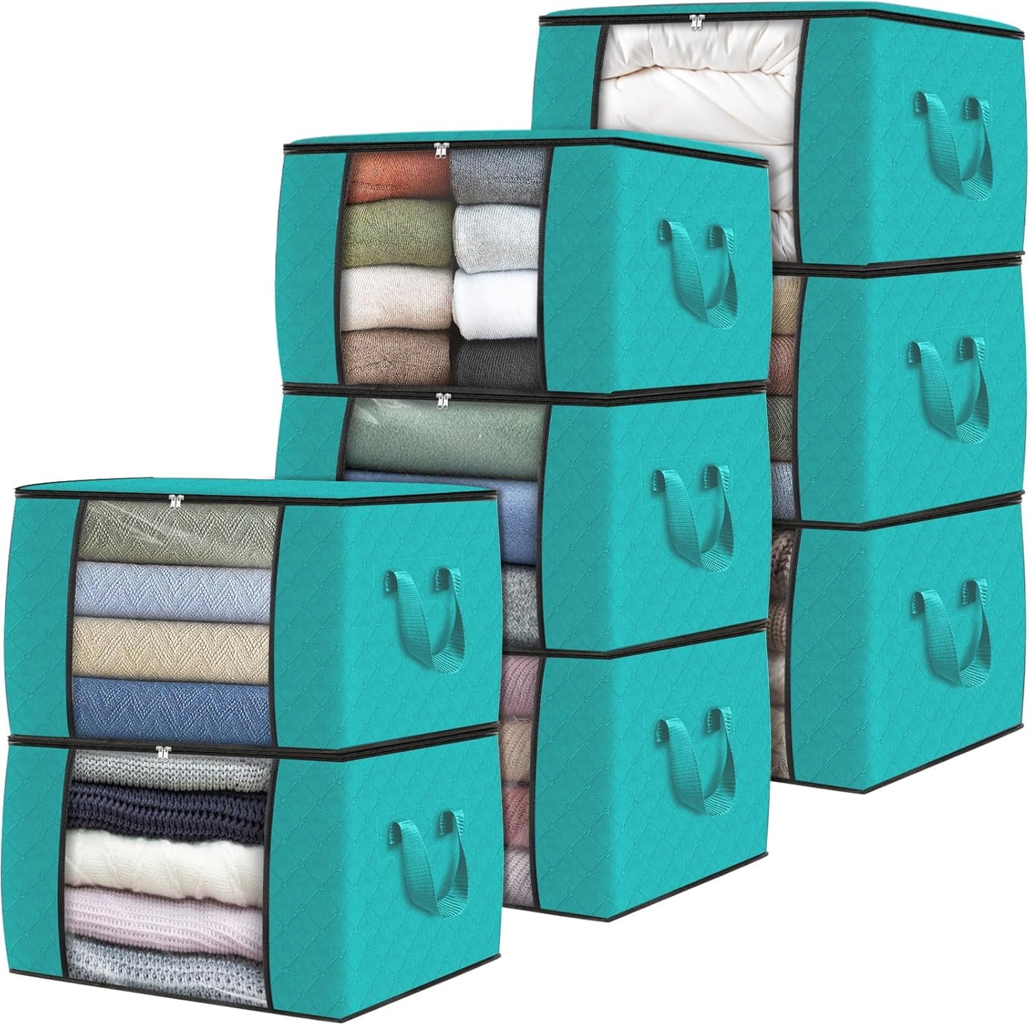 Clothes Storage, Foldable Thick Fabric Blanket Storage Bags, Storage Containers for Organizing Bedroom, Closet, Clothing, Comforter, Organization and Storage with Handle