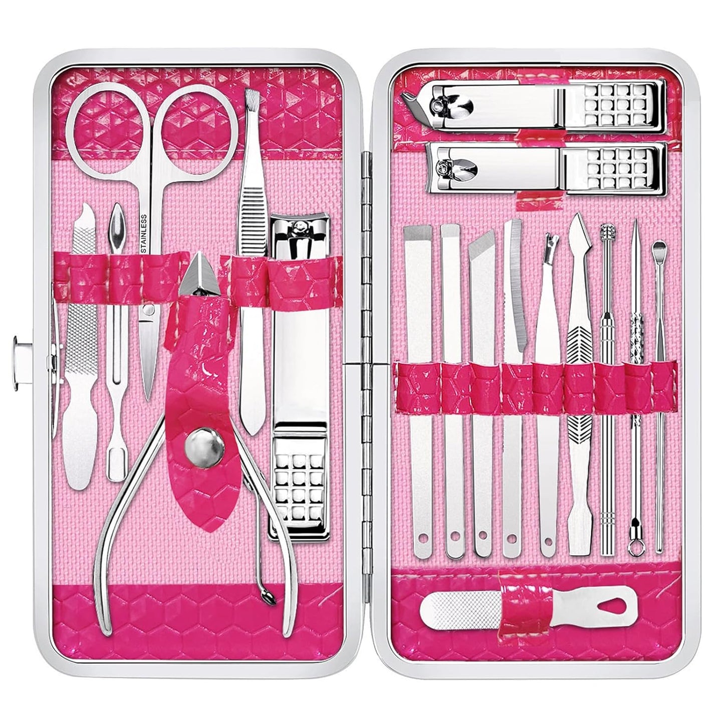 Nail Clippers Set Fingernail and Toenail Clipper Cutters, Manicure Pedicure Kit -18 Pieces Stainless Steel Professional Grooming Kits, Nail Care Tools with Luxurious Travel Case