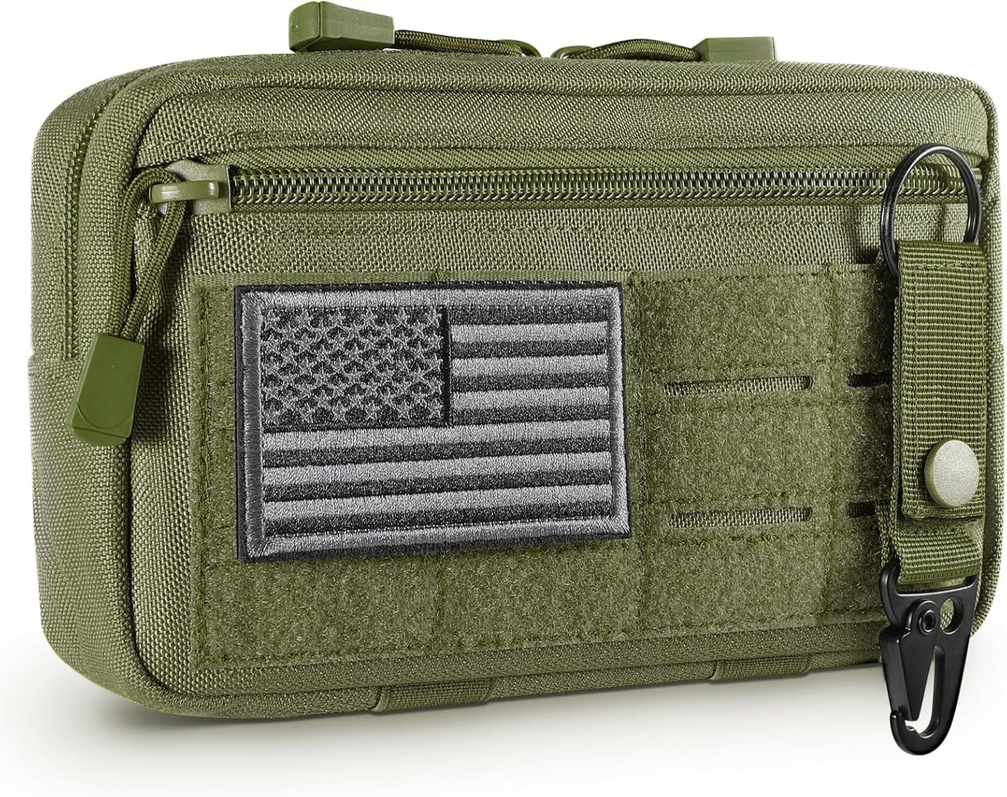 Tactical Molle Admin Pouch Utility Laser Cut EDC Tool Pouch Bag Horizontal Modular Pouches Include US Flag Patch and Keychain