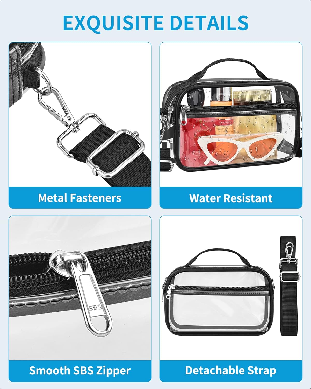 Clear Bag for Stadium Events, Clear Crossbody Purse Bag, Clear Concert Bag for Festivals Concerts Sports Events