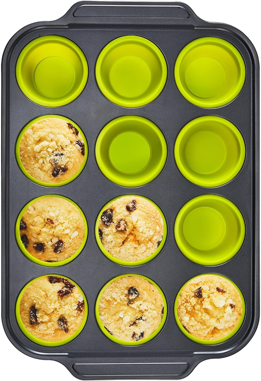 Silicone Muffin Pan with Metal Frame, Egg Bite Maker Silicone Molds for Baking, Cupcake Pans 12 Regular Size, Muffin Tins Easy to Pop Nonstick Non Toxic Bakeware for Oven