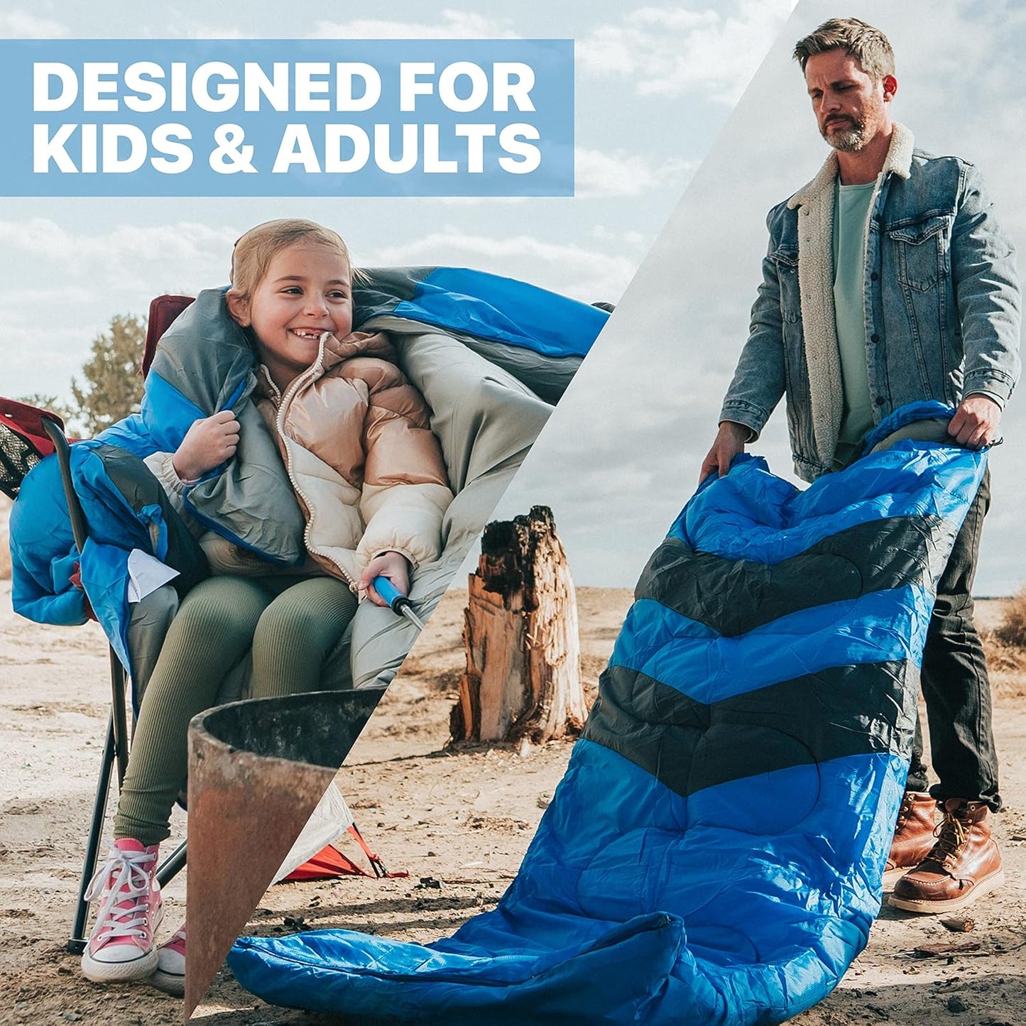 Sleeping Bags for Adults Cold Weather & Warm - Backpacking Camping Sleeping Bag for Kids 10-12, Girls, Boys - Lightweight Compact Camping Essentials Gear Accessories Hiking Sleep Must Haves