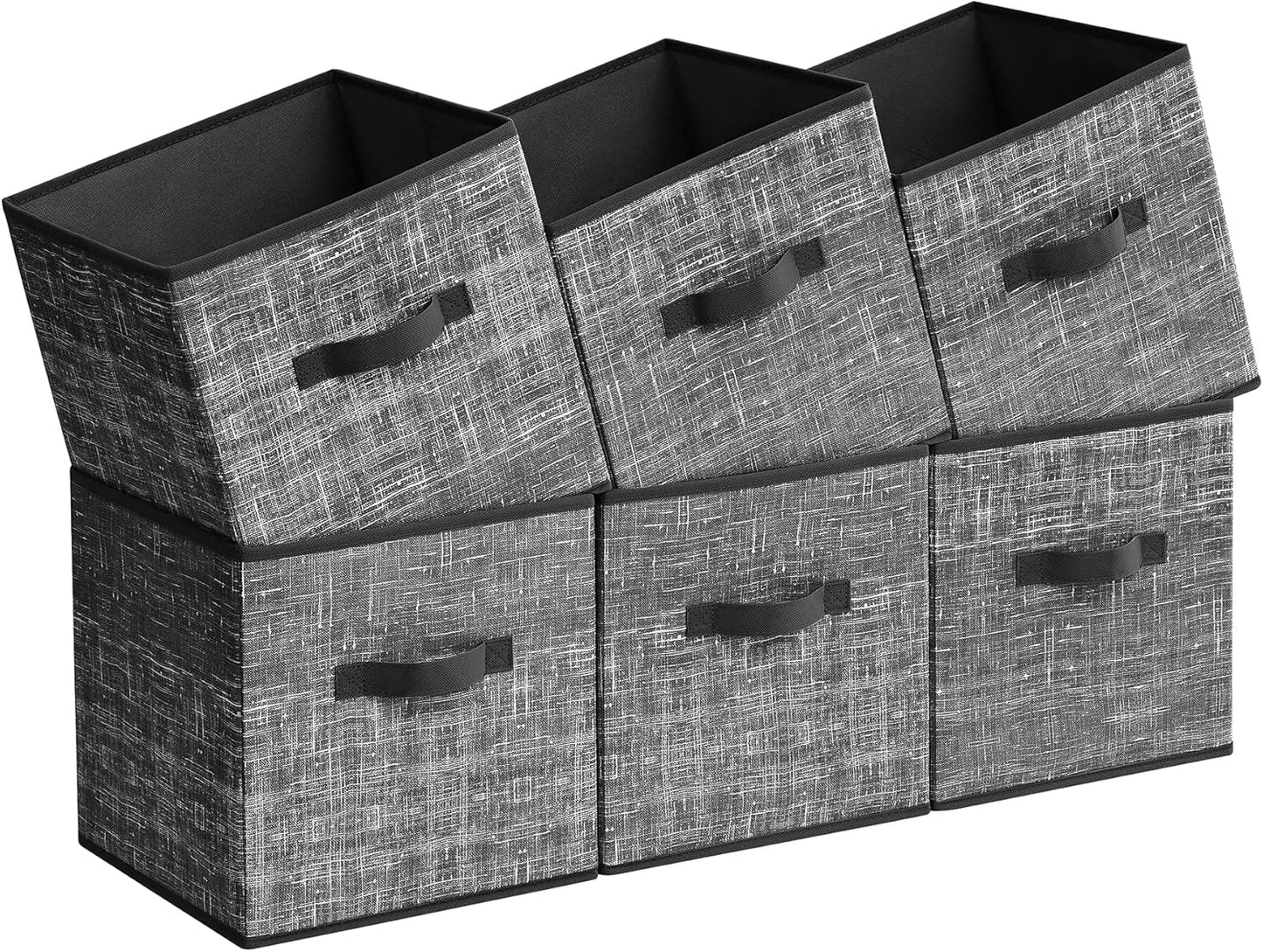 Storage Cubes, 13-Inch Non-Woven Fabric Bins with Double Handles, Set of 6, Closet Organizers for Shelves, Foldable, for Clothes, Classic Black UROB033B01