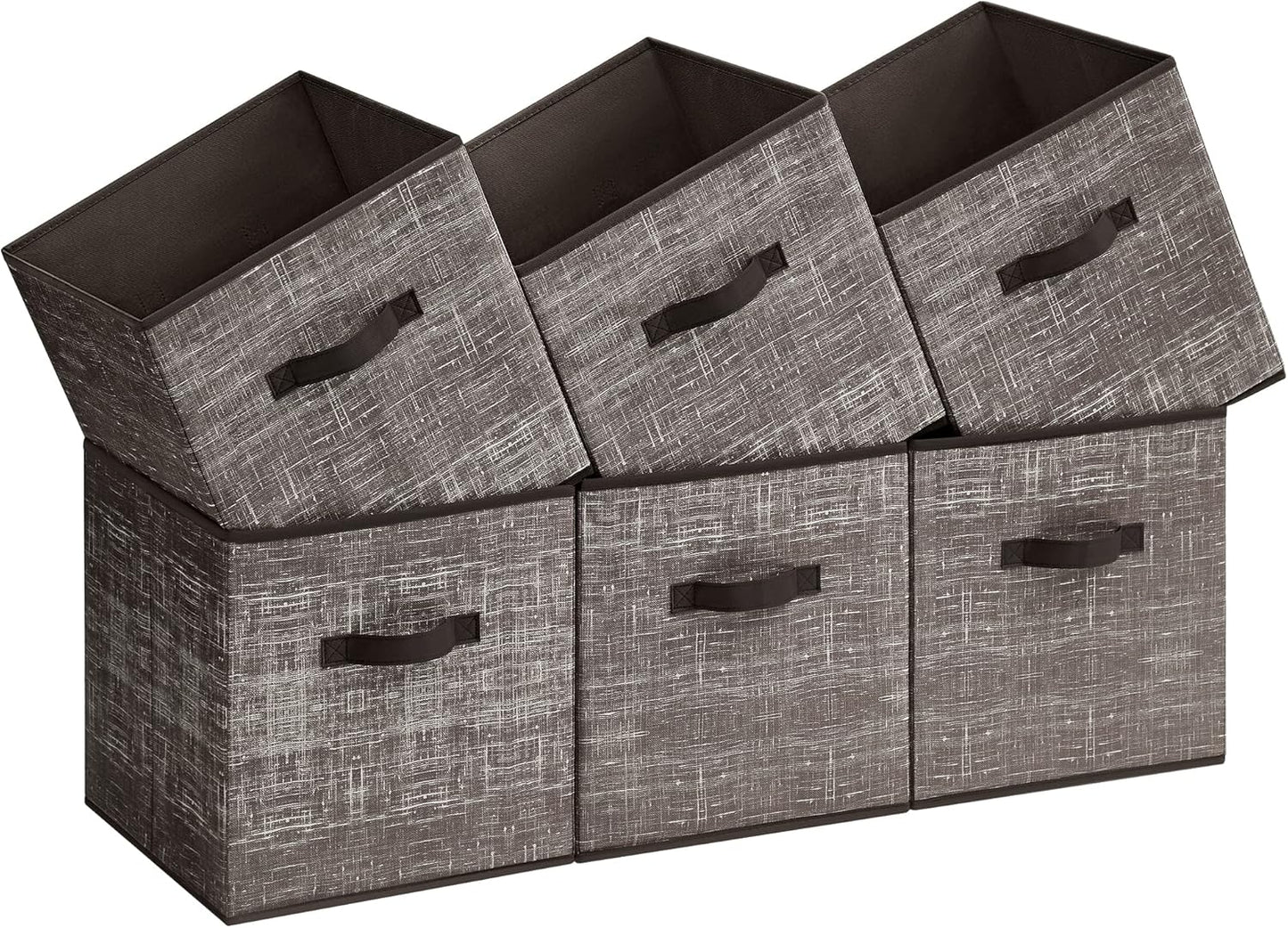 Storage Cubes, 13-Inch Non-Woven Fabric Bins with Double Handles, Set of 6, Closet Organizers for Shelves, Foldable, for Clothes, Classic Black UROB033B01