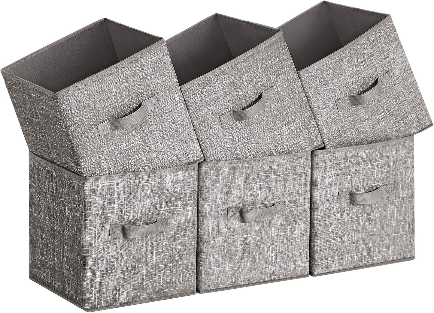 Storage Cubes, Non-Woven Fabric Bins with Double Handles, Set of 6, Closet Organizers for Shelves, Foldable, for Clothes