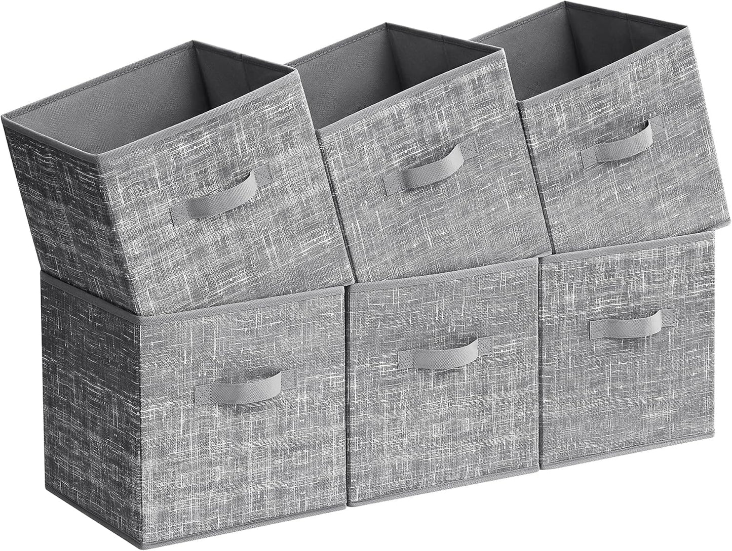 Storage Cubes, Non-Woven Fabric Bins with Double Handles, Set of 6, Closet Organizers for Shelves, Foldable, for Clothes