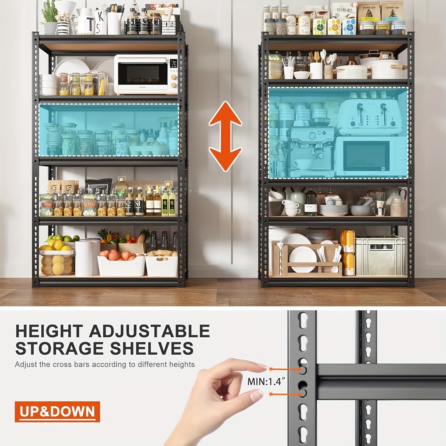 72" H Garage Shelving Heavy Duty Storage Shelves 2000LBS Adjustable 5 Tier High Quality Galvanized SteelShelves For Garage Storage Shelving Units And Storage For Basement Industrial Pantry Shelf, 72"H X 35.5"Wx15.8"D