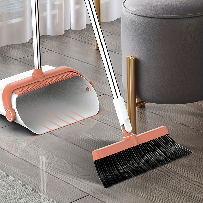 1 Set Long Handle Rotatable Broom and Dustpan Set - Efficient Floor Cleaning Tool with Comb Tooth for Hard Floors - Perfect for Home, Kitchen, Bedroom, Office, and Outdoor Cleaning Supplies