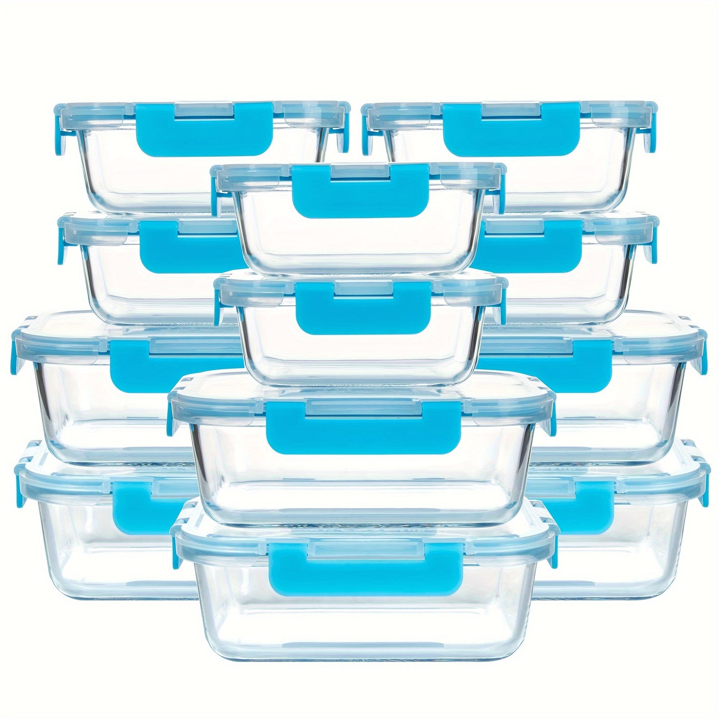 24Pcs Borosilicate Glass Food Storage Containers Set - Airtight, Microwave and Dishwasher Safe, Ideal for Meal Prep and Lunches with 12 Lids and 12 Glass Bowls