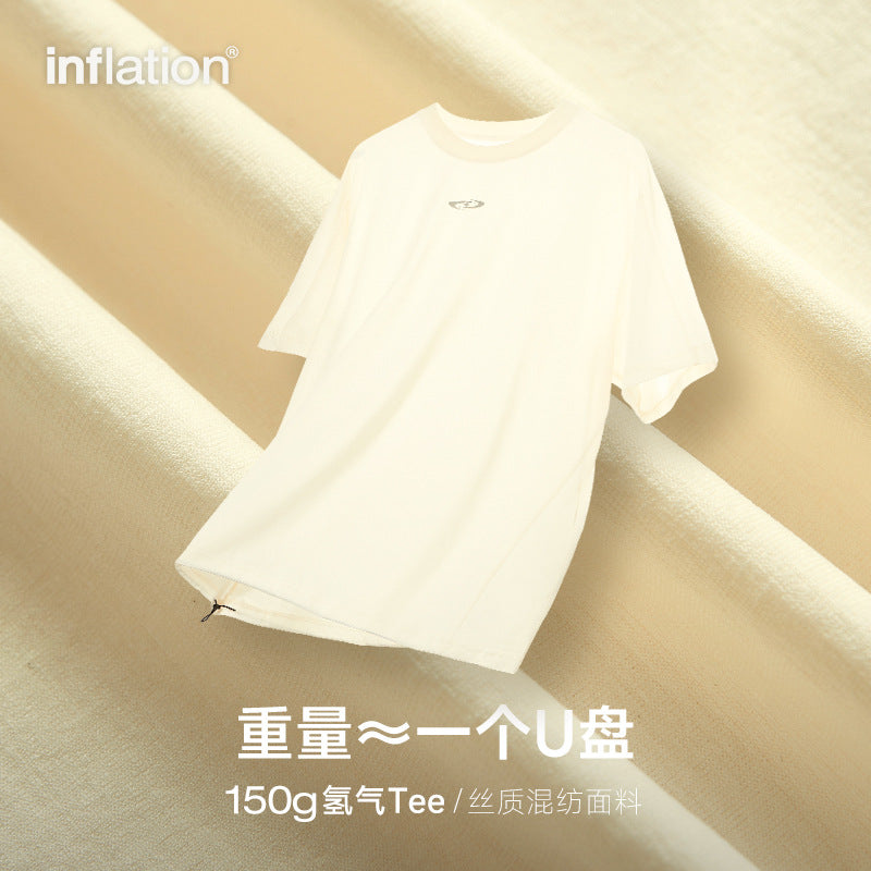 #007 Hydrogen three-dimensional cut printed T-shirt 2024 spring and summer tide light technology stretch light short sleeve