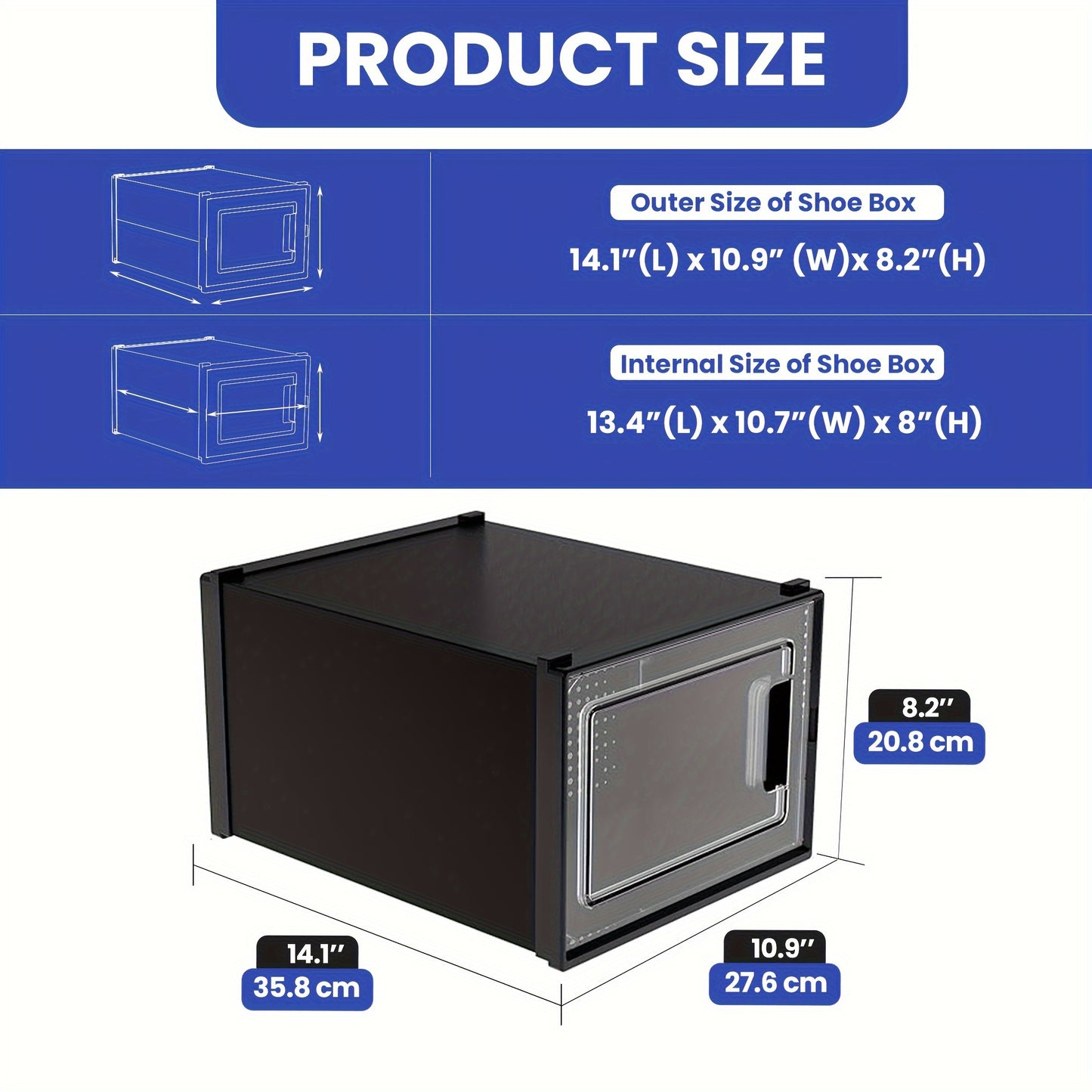 18-Pack XL Shoe Storage Organizer - Boot & Shoe Boxes with Stackable Design, Clear Plastic, Folding, and US Size 15 Capacity - Ideal for Closet Organization and Sneaker Enthusiasts