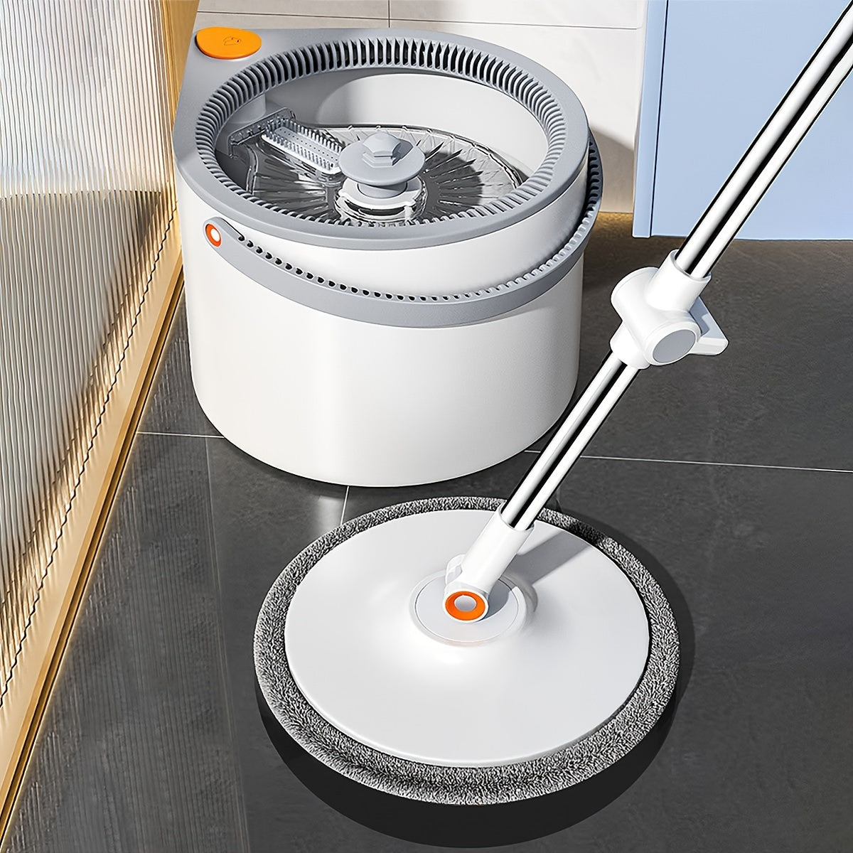 Spin Mop  and Bucket System, Includes Three Types Mop Heads, Dual Compartment Mop Bucket and Thick Washable Microfiber Mop Pads