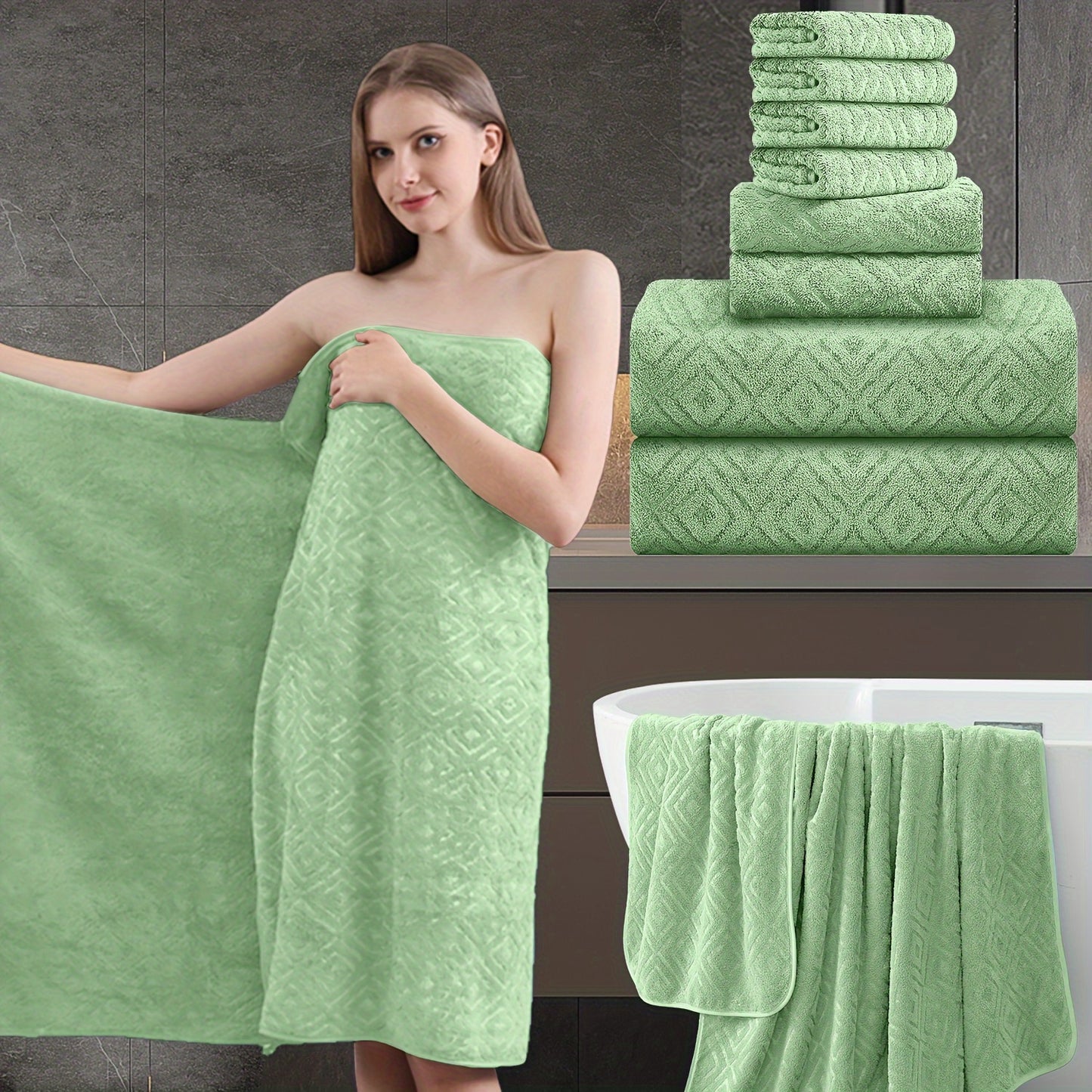 8 Piece Extra Large Bath Towel, Ultra-Soft Thick Bath Towel Highly Absorbent Quick Dry Towel 750GSM Includes 2 Oversized Bath Towels & 2 Hand Towels & 4 Towels for Bathroom Hotels Gym