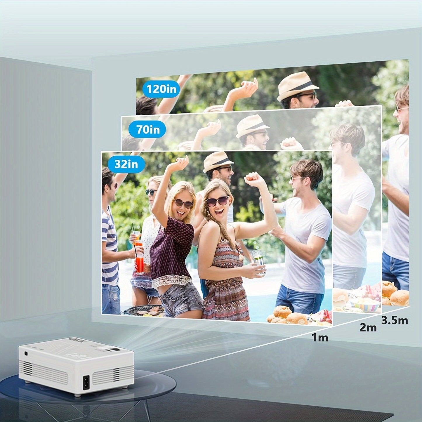 Projector With WiFi, Native 1080P Outdoor Projector, 4K Supported Portable Projector, Compatible With IOS/Android/PC/TV Stick/HDMI/USB, Indoor Outdoor Use