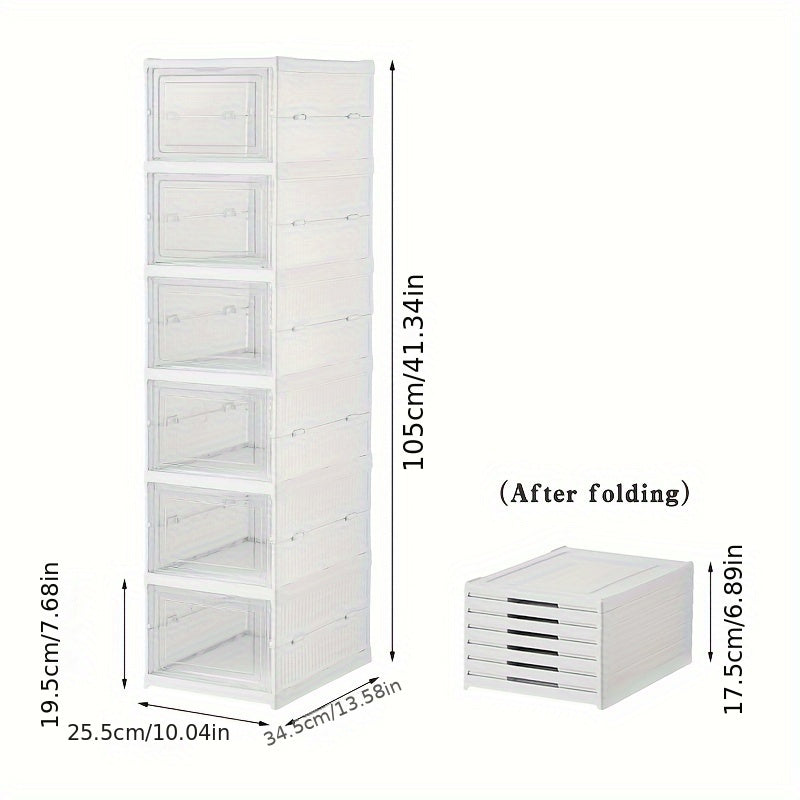 3-Layer/6-Layer Thickened Foldable Multifunctional Transparent Shoe Box Stackable Dustproof High-top Cabinet Shoe Rack Shelf