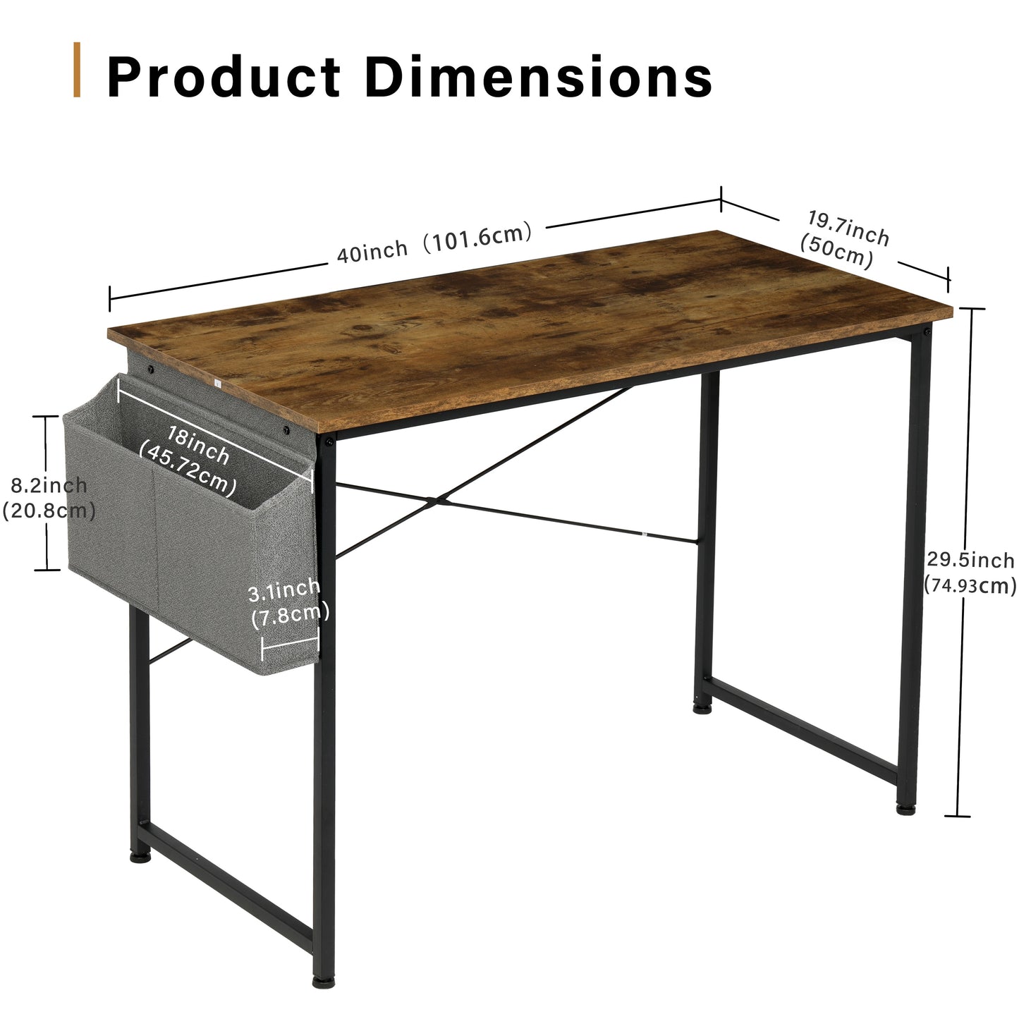 Computer Desk - 40/47inch Home Office Writing Small Desk, Modern Simple Style PC Table With Storage Bag