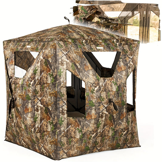 Hunting Blind, 2-3 Person Pop Up Blinds 360 Degree See Through Blind, Portable Durable Hunting Ground Blinds For Deer & Turkey Hunting